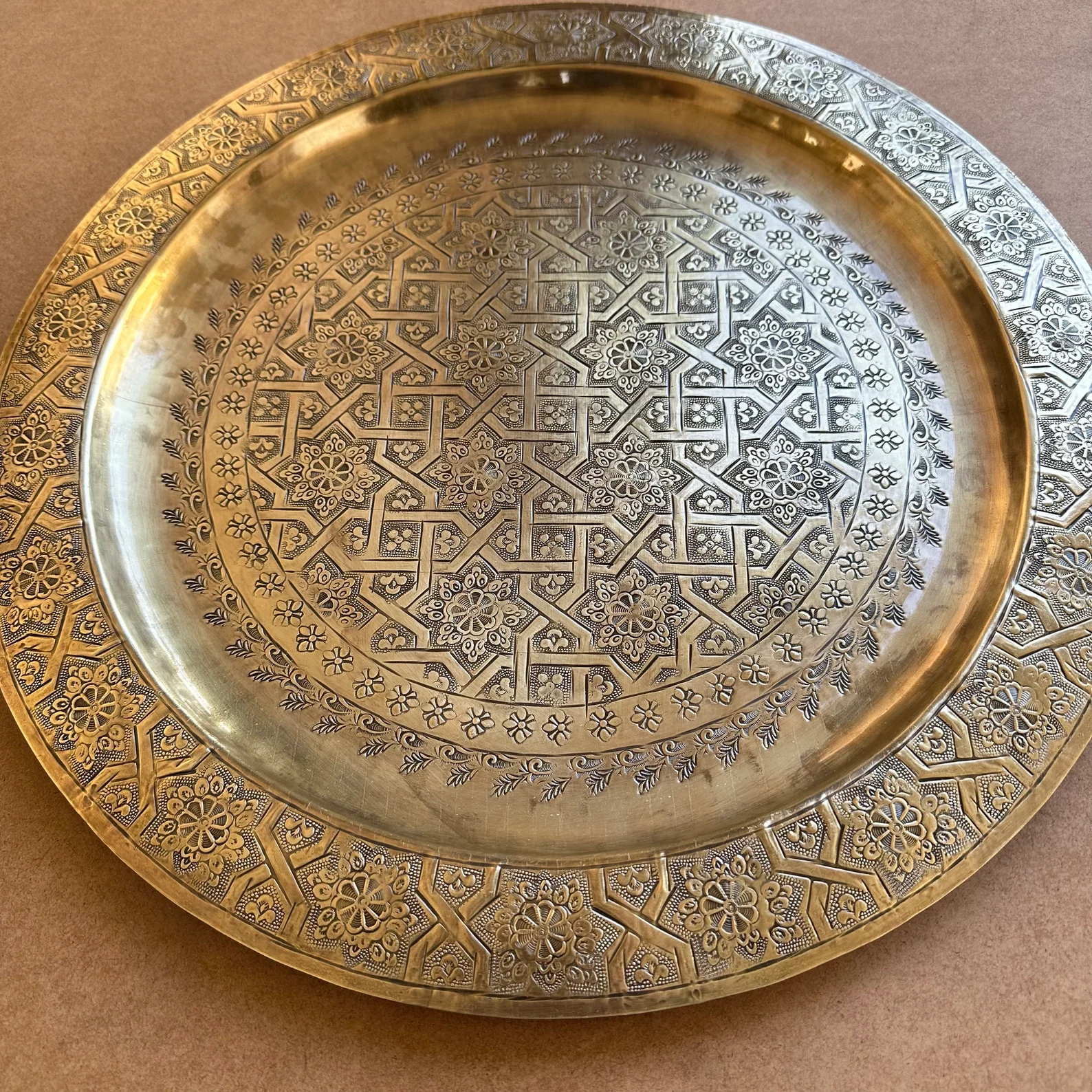 Marrakech Repoussé Copper Tray - Hand-Hammered — view 2