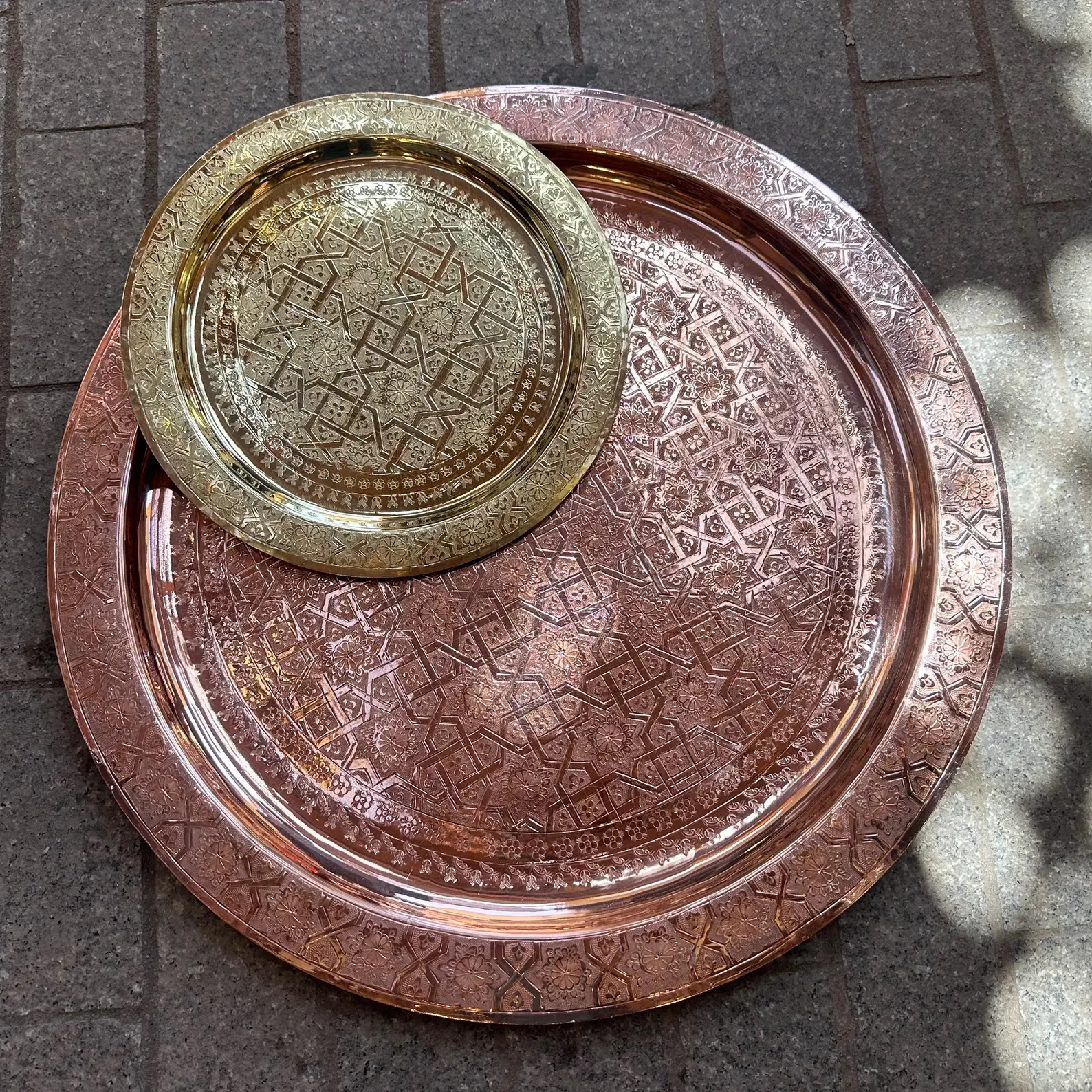 Marrakech Repoussé Copper Tray - Hand-Hammered — view 11