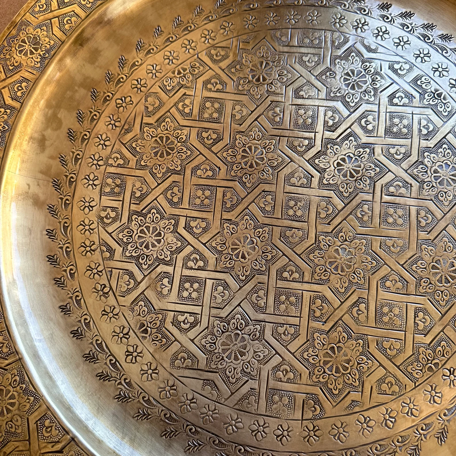 Marrakech Repoussé Copper Tray - Hand-Hammered — view 4
