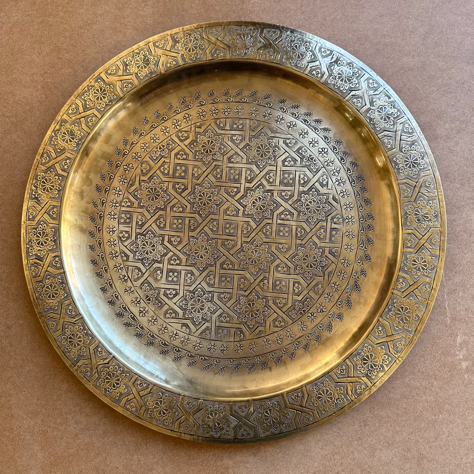 Marrakech Repoussé Copper Tray - Hand-Hammered — view 5