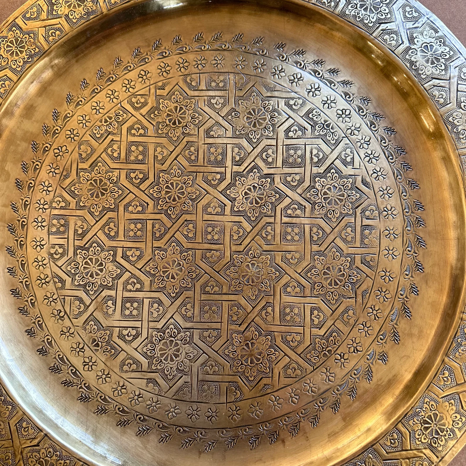 Marrakech Repoussé Copper Tray - Hand-Hammered — view 6