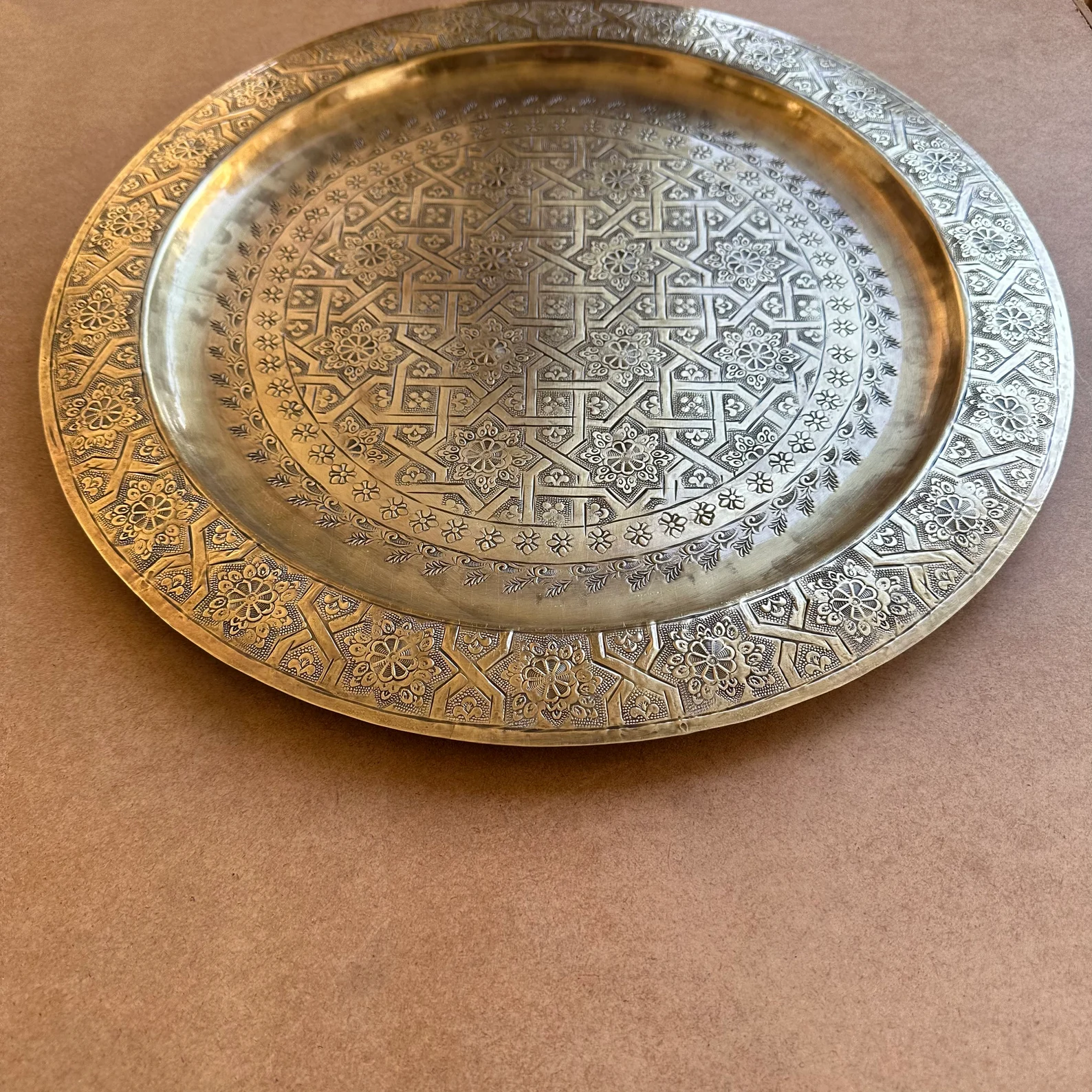 Marrakech Repoussé Copper Tray - Hand-Hammered — view 7