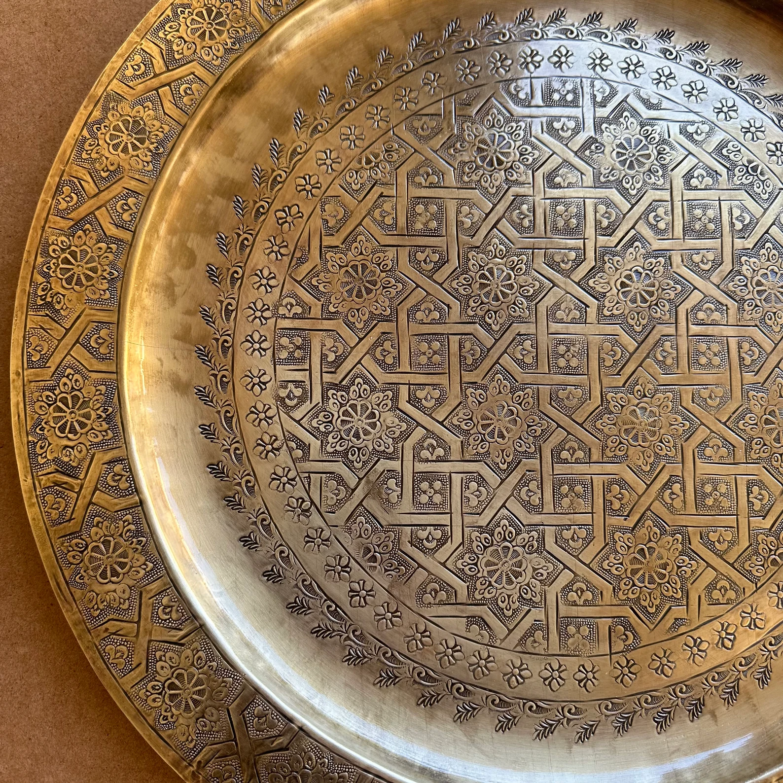 Marrakech Repoussé Copper Tray - Hand-Hammered — view 9