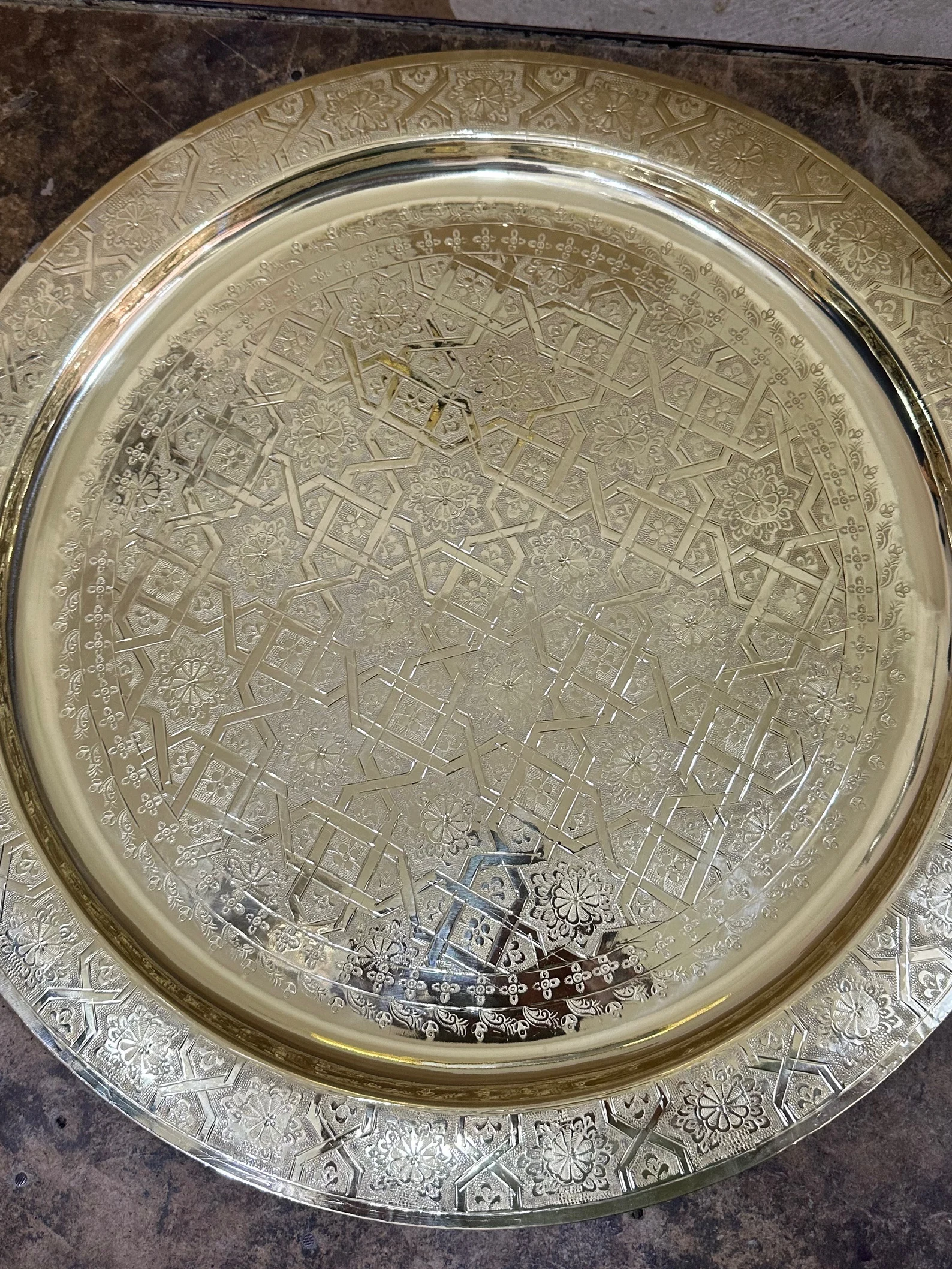 Marrakech Repoussé Copper Tray - Hand-Hammered — view 10