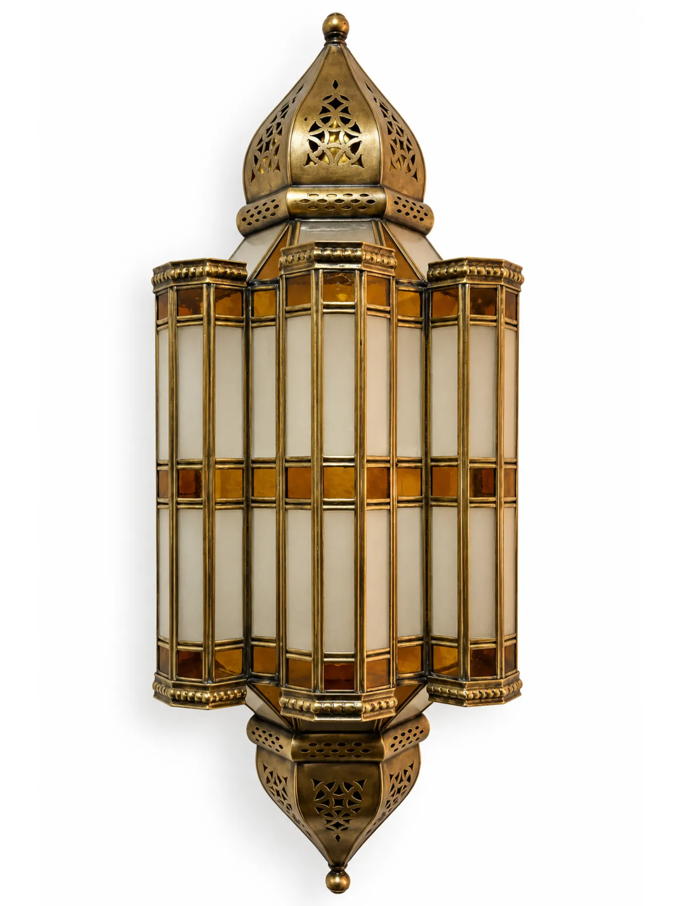 Moroccan Brass Wall Sconce with Colored Glass