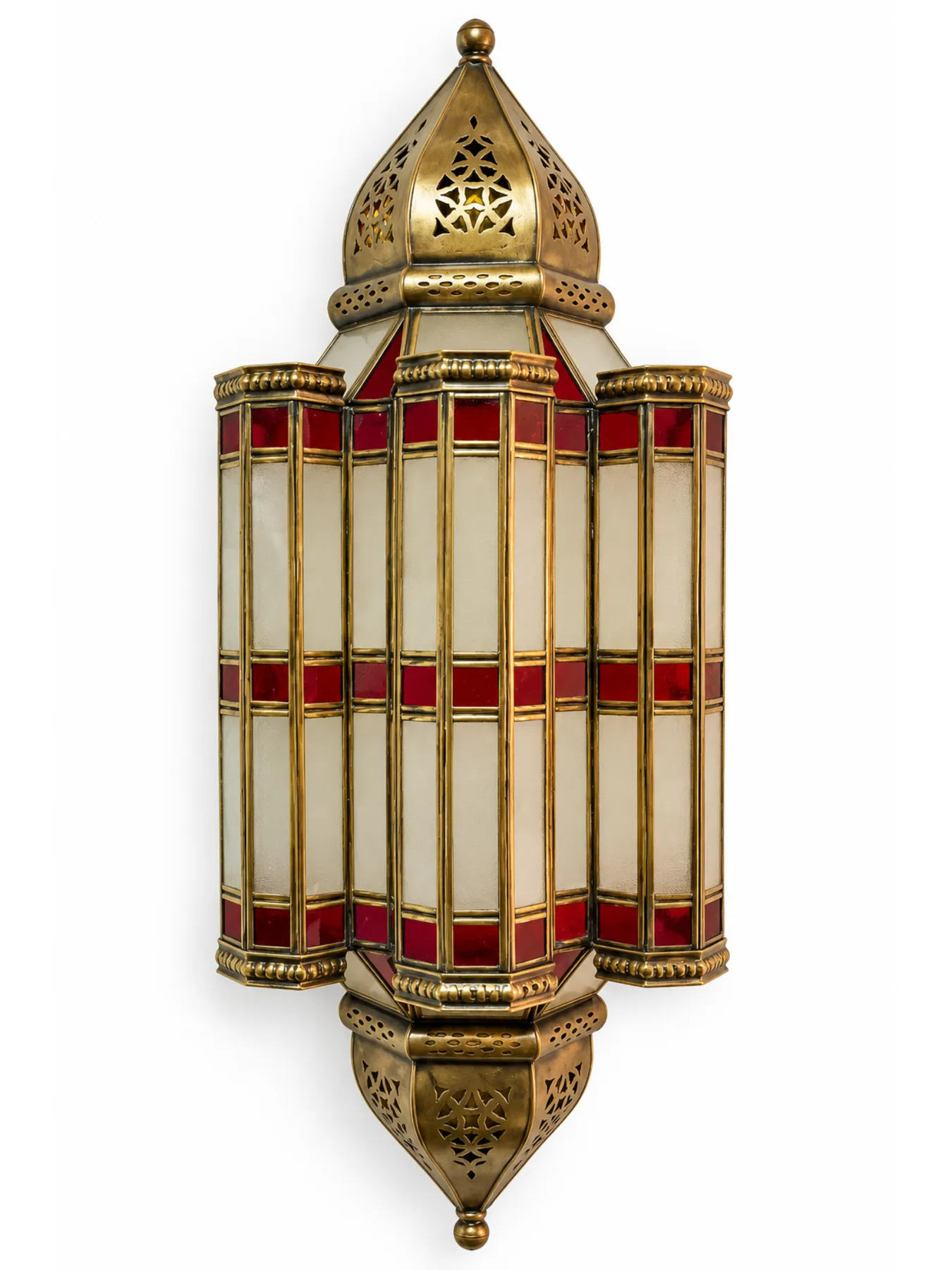 Moroccan Brass Wall Sconce with Colored Glass