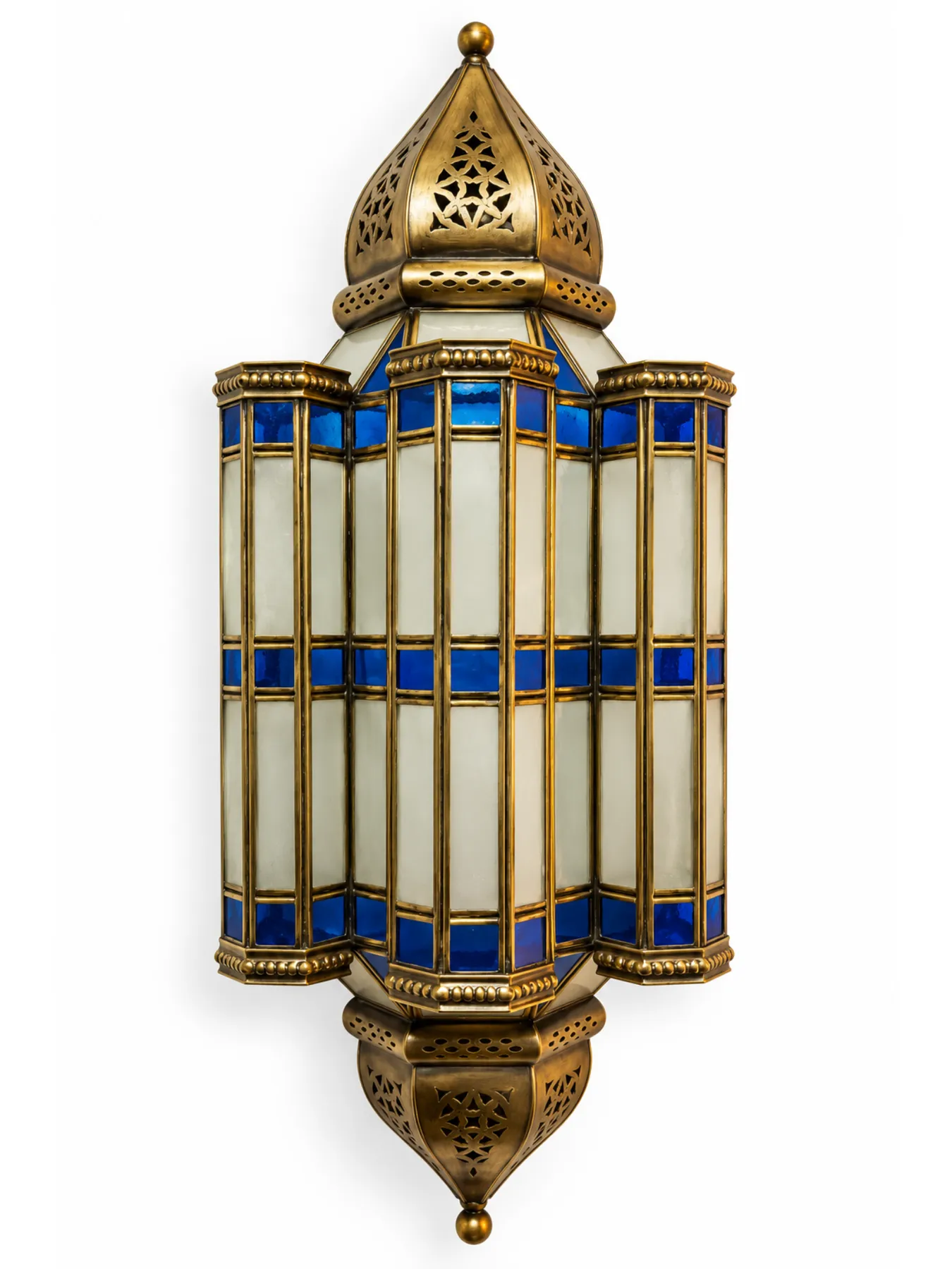 Moroccan Brass Wall Sconce with Colored Glass
