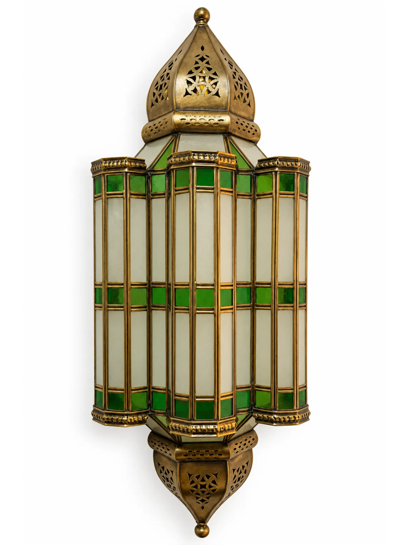 Moroccan Brass Wall Sconce with Colored Glass