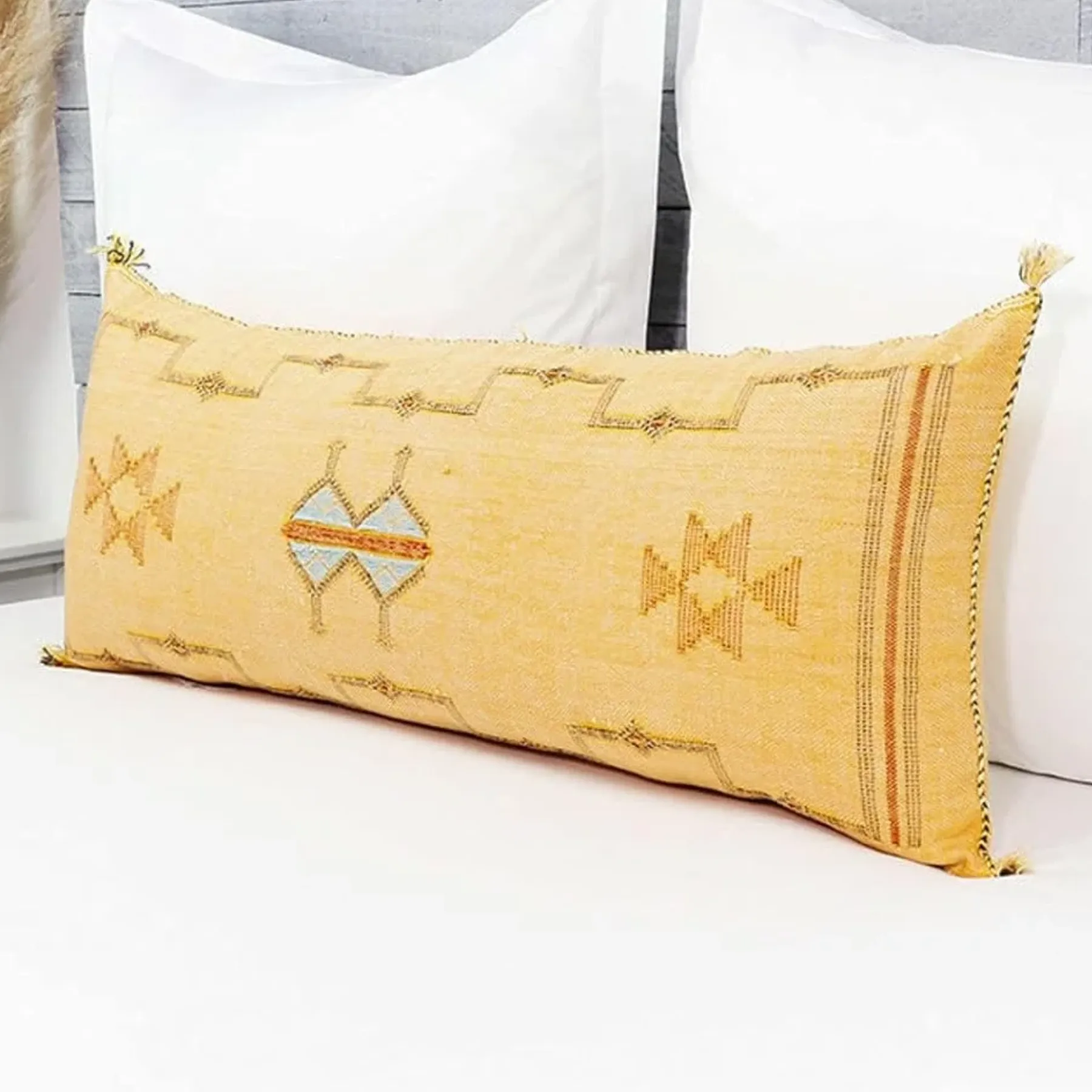 Moroccan Cactus Silk Pillow Cover – Handmade Sabra Throw Pillow Cover in Mauve or Orange (16x16” & 20x20”) — view 4