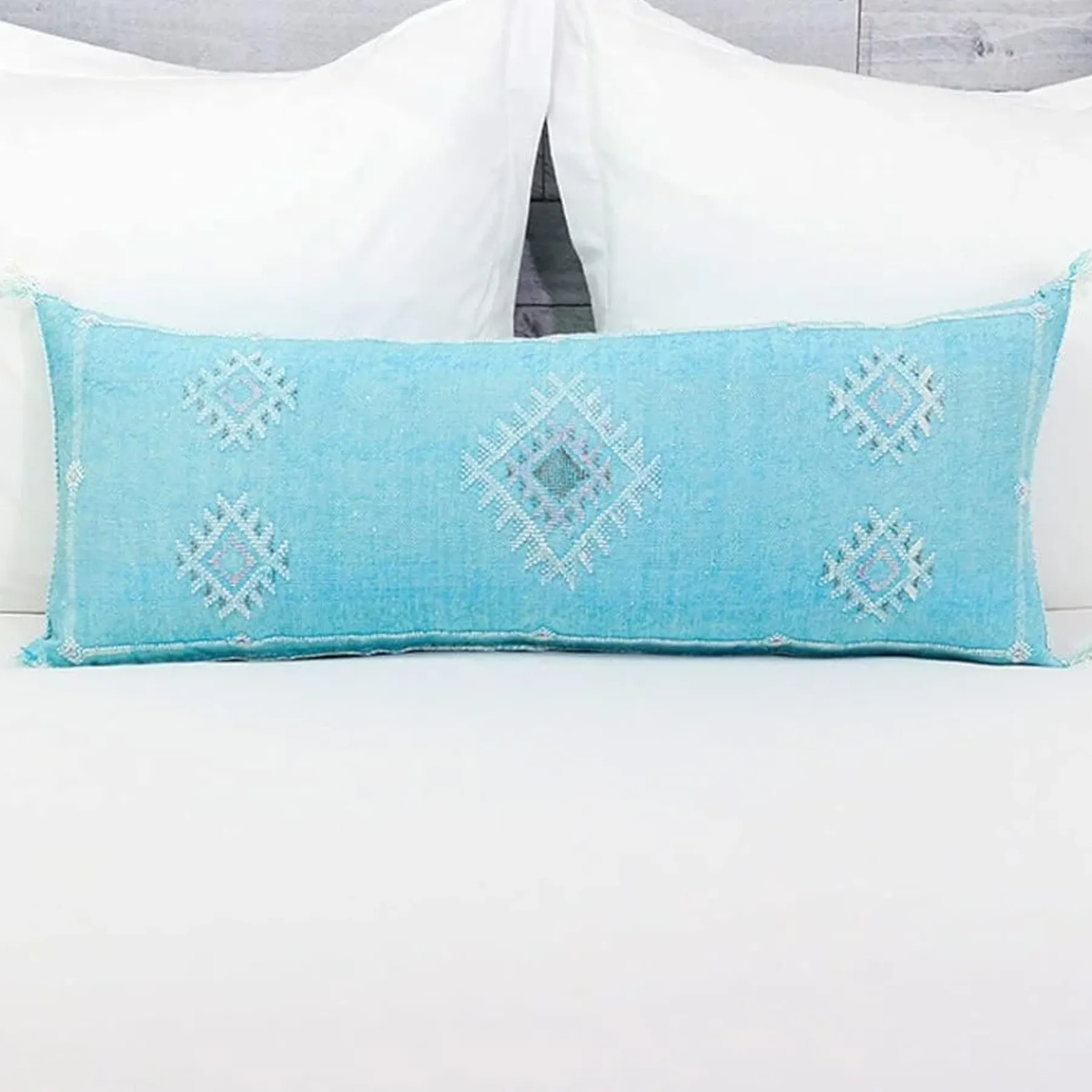 Moroccan Cactus Silk Pillow Cover – Handmade Sabra Throw Pillow Cover in Mauve or Orange (16x16” & 20x20”) — view 5