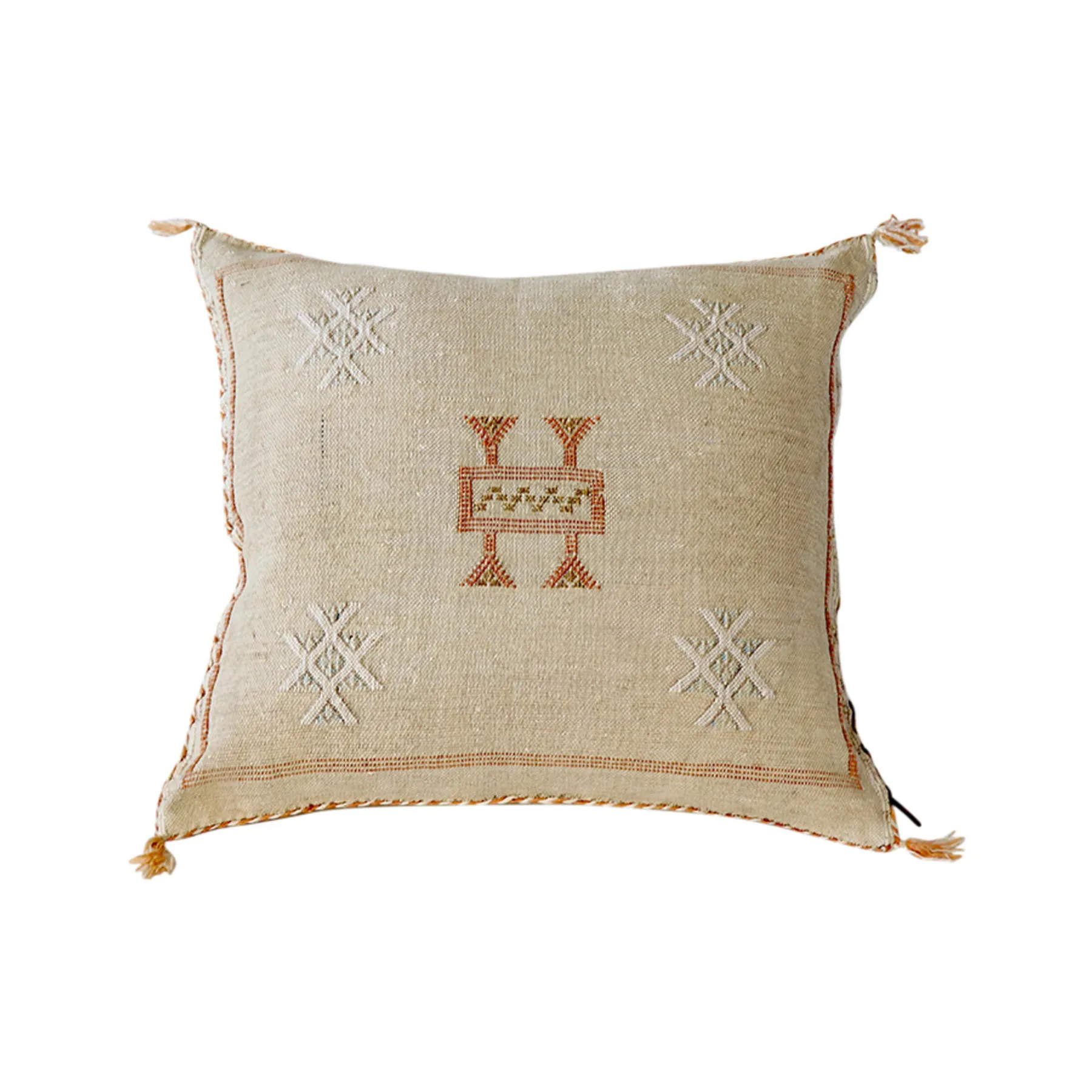Moroccan Cactus Silk Pillow Cover – Handmade Sabra Throw Pillow Cover in Mauve or Orange (16x16” & 20x20”) — view 6