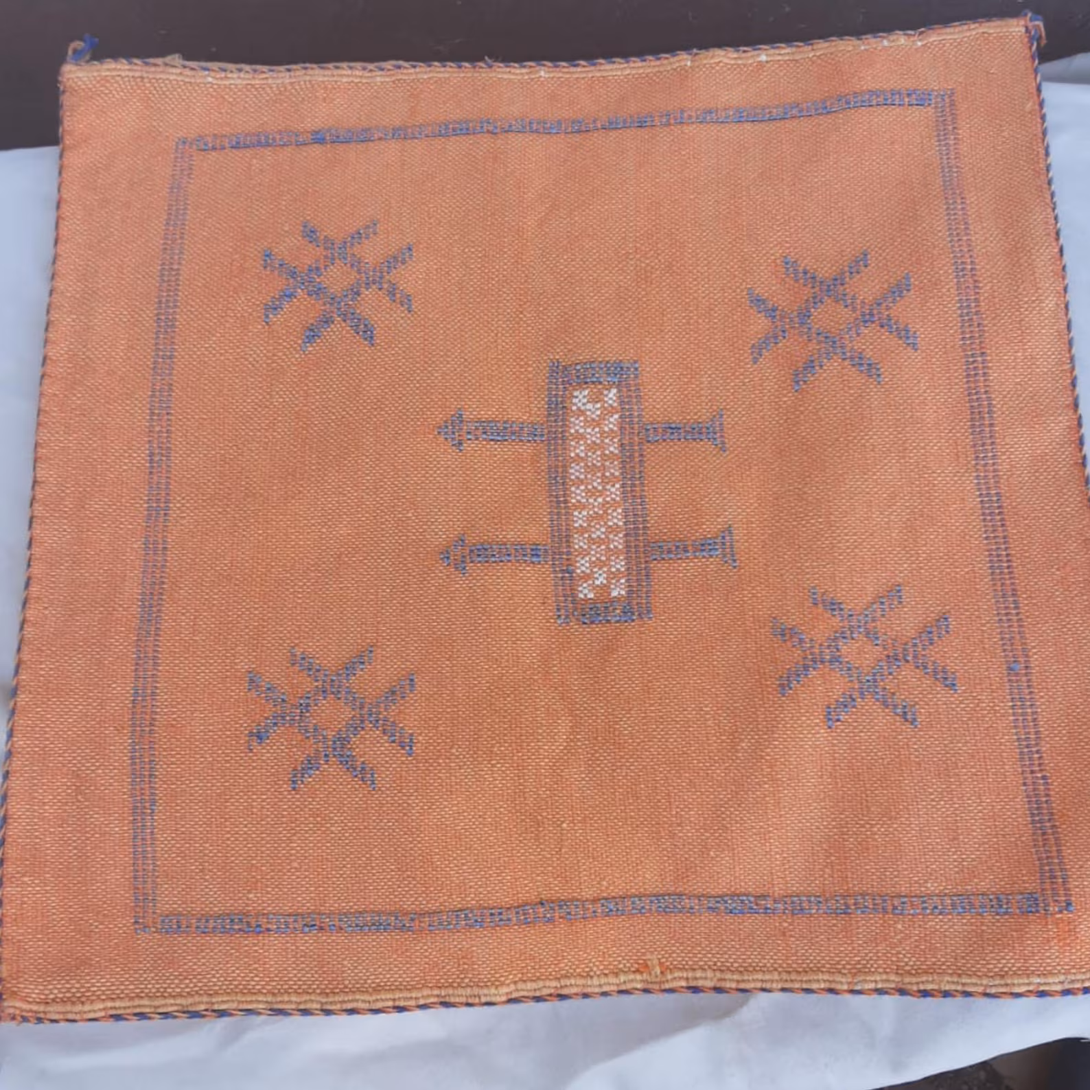 Moroccan Cactus Silk Pillow Cover – Handmade Sabra Throw Pillow Cover in Mauve or Orange (16x16” & 20x20”)