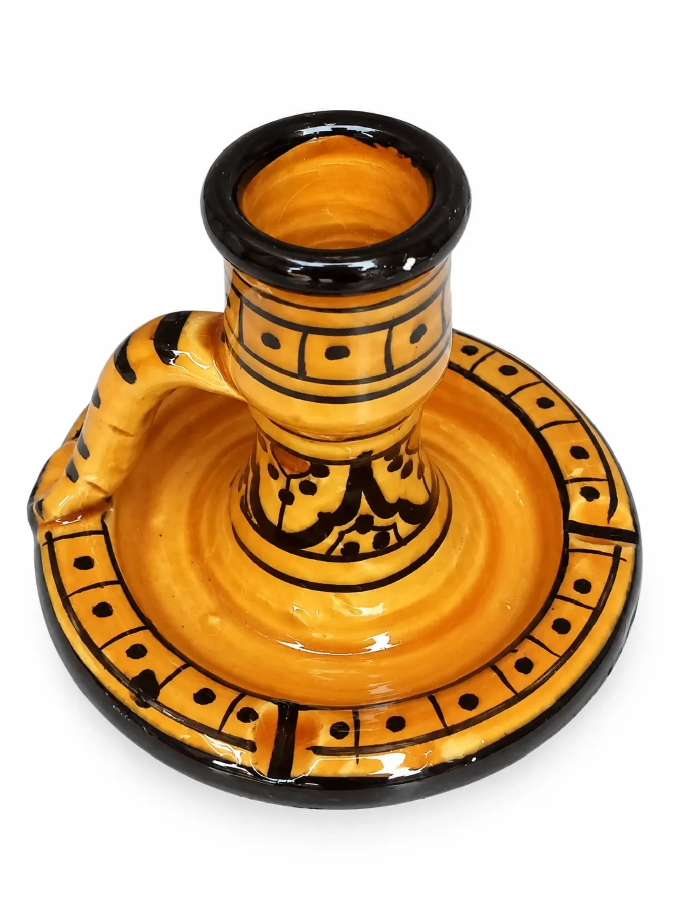 Handcrafted Moroccan Ceramic Candle & Ash Holder, Safi Pottery Incense & Smoking Tray