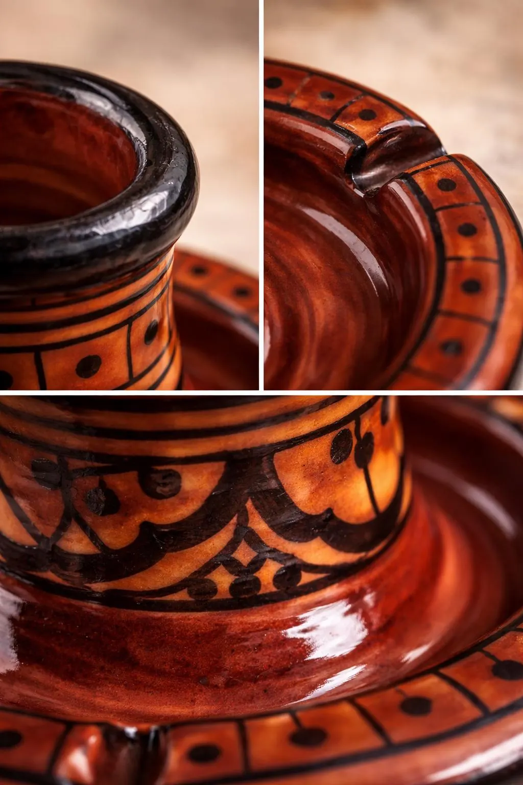 Moroccan Ceramic Candle Holder and Ashtray – Handmade Terracotta Multifunctional Holder — view 12