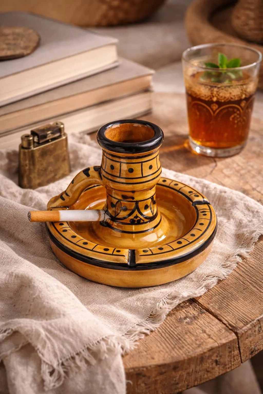Moroccan Ceramic Candle Holder and Ashtray – Handmade Terracotta Multifunctional Holder — view 13