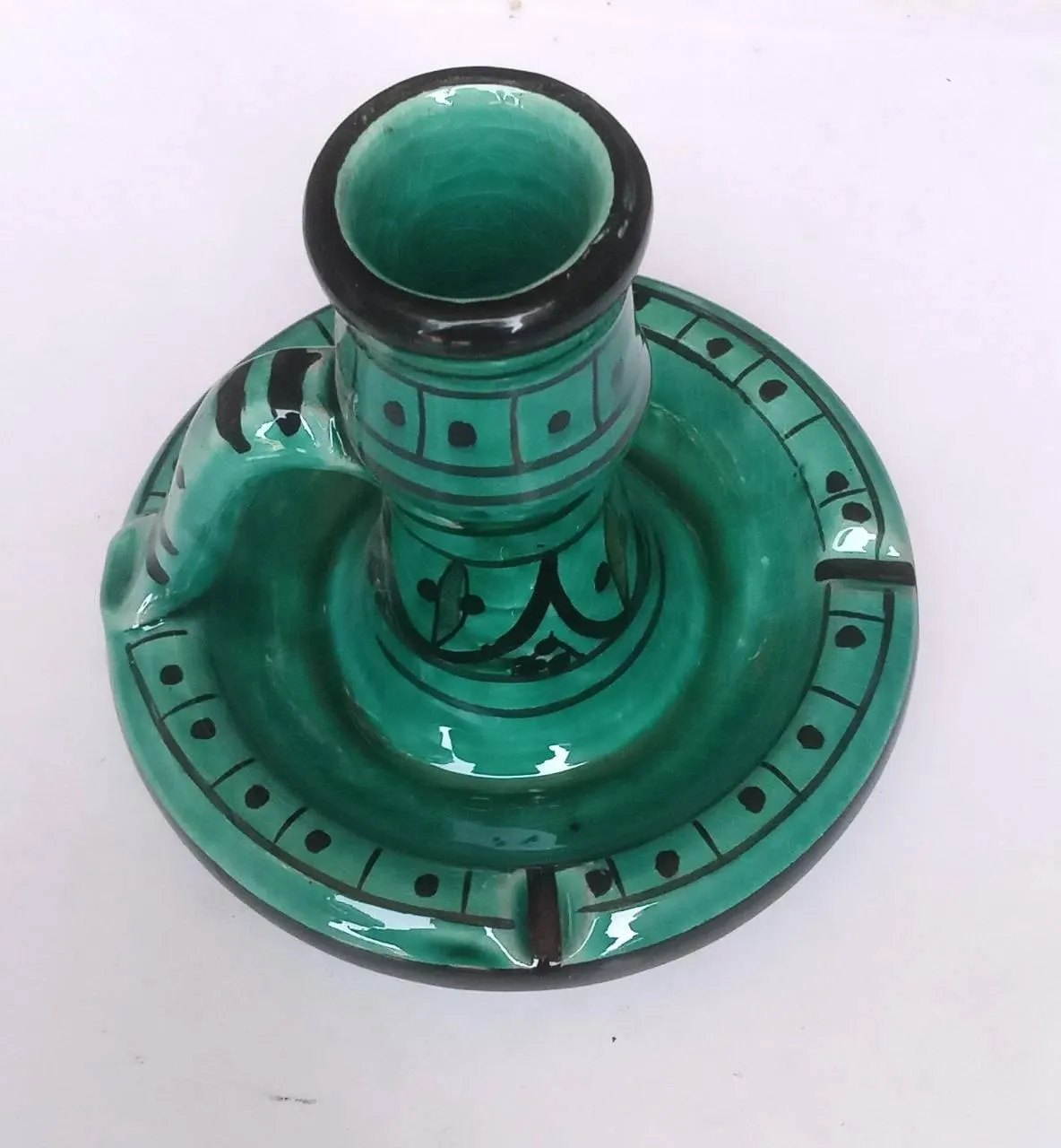Moroccan Ceramic Candle Holder and Ashtray – Handmade Terracotta Multifunctional Holder — view 8
