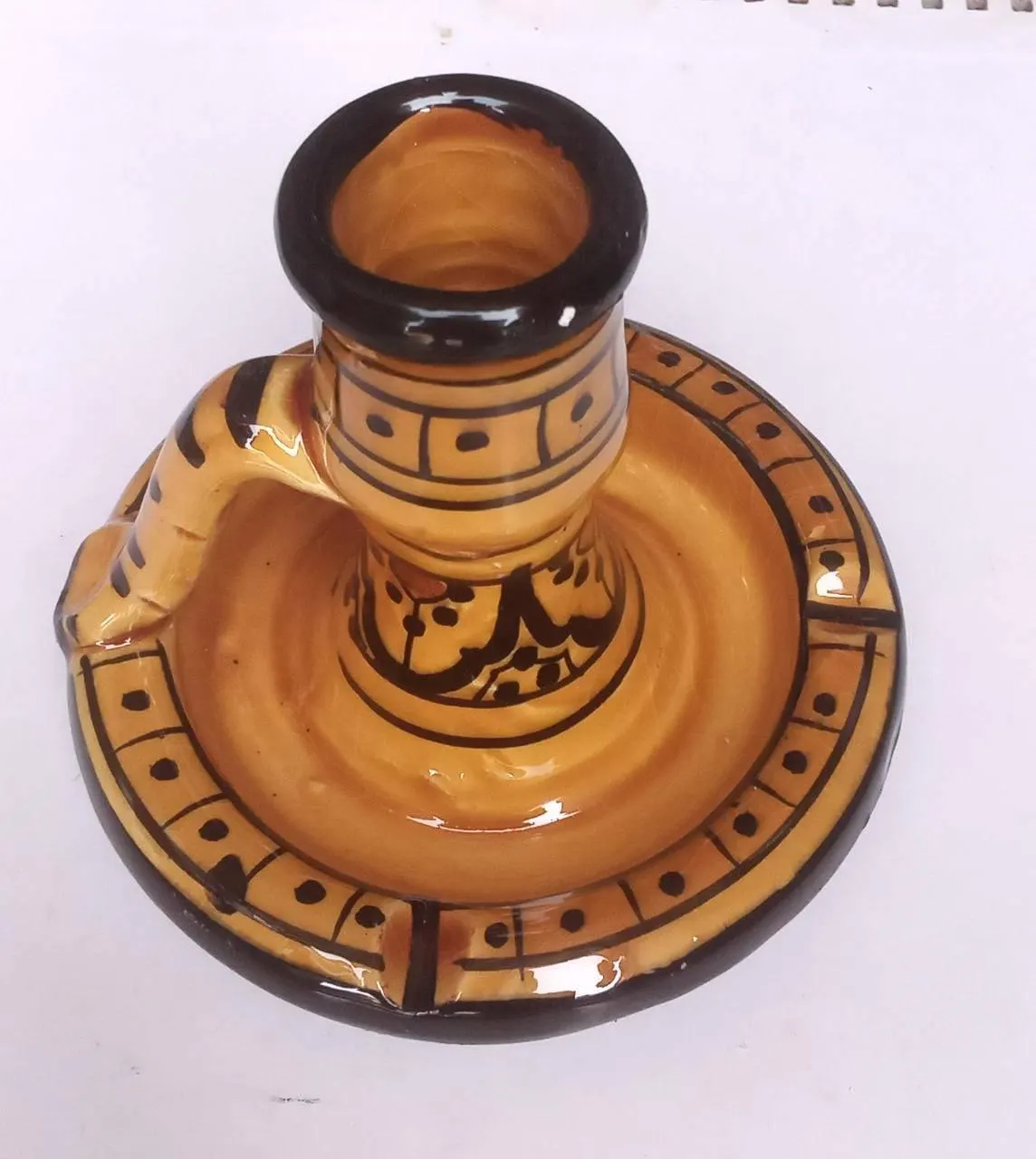 Moroccan Ceramic Candle Holder and Ashtray – Handmade Terracotta Multifunctional Holder — view 9