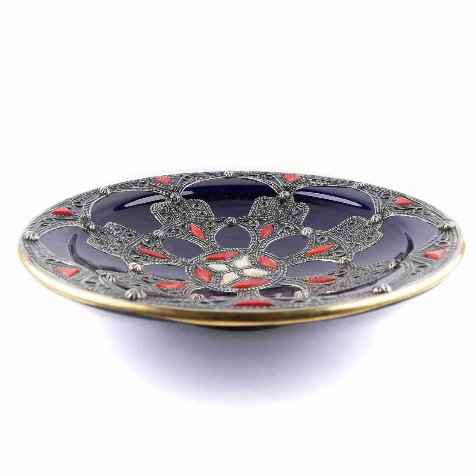Hand-Hammered Copper & Ceramic Essaouira Serving Dish — view 2