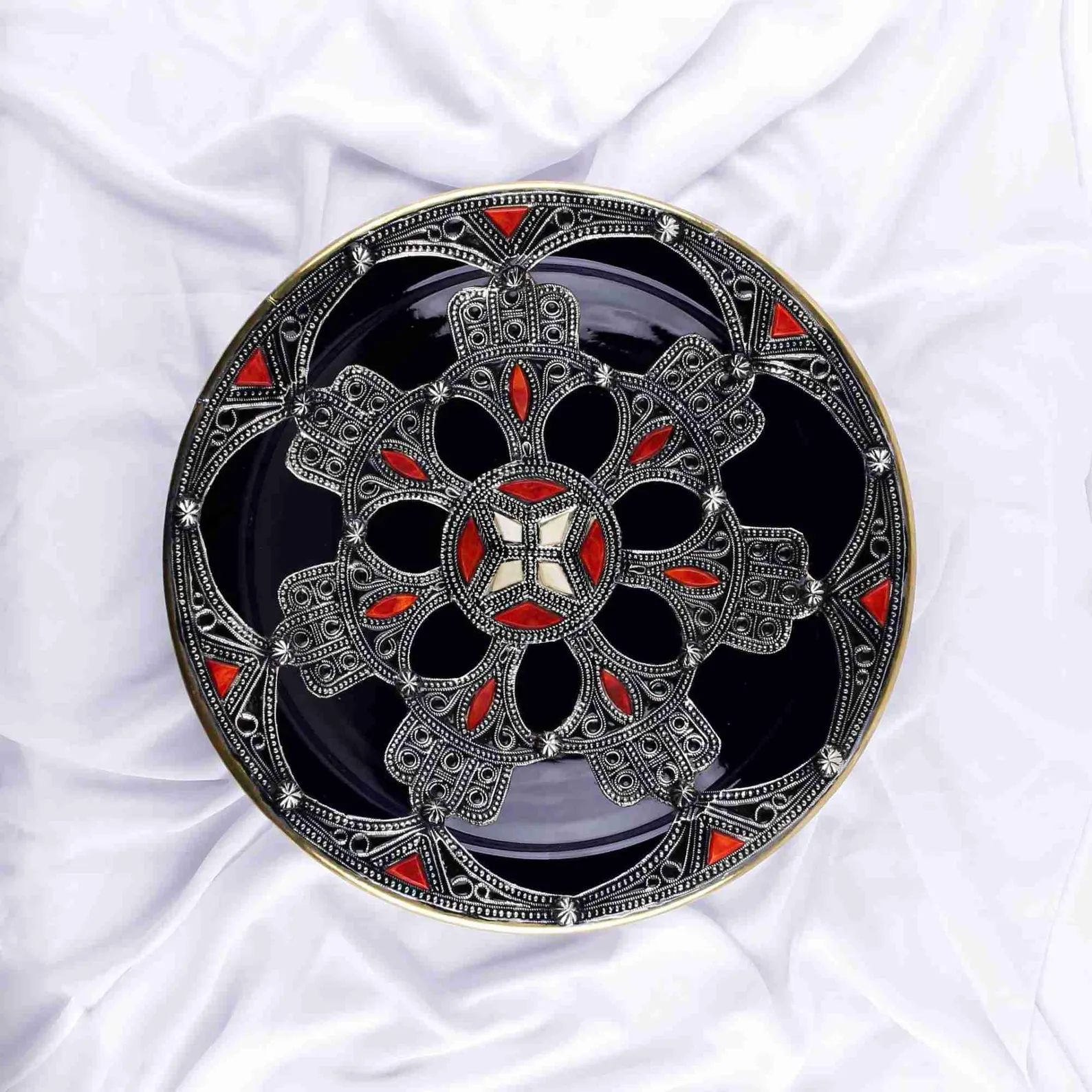 Hand-Hammered Copper & Ceramic Essaouira Serving Dish — view 4