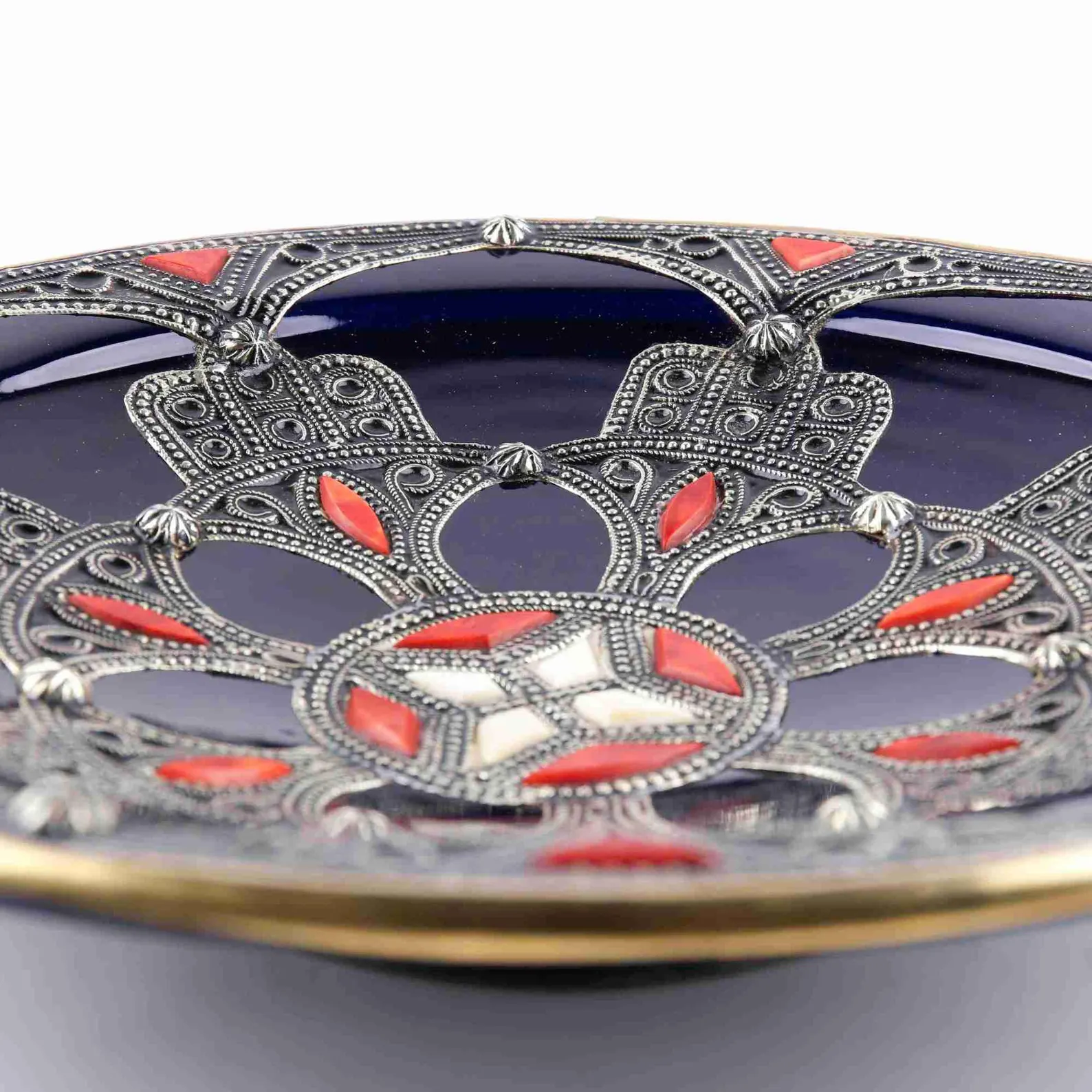 Hand-Hammered Copper & Ceramic Essaouira Serving Dish — view 5