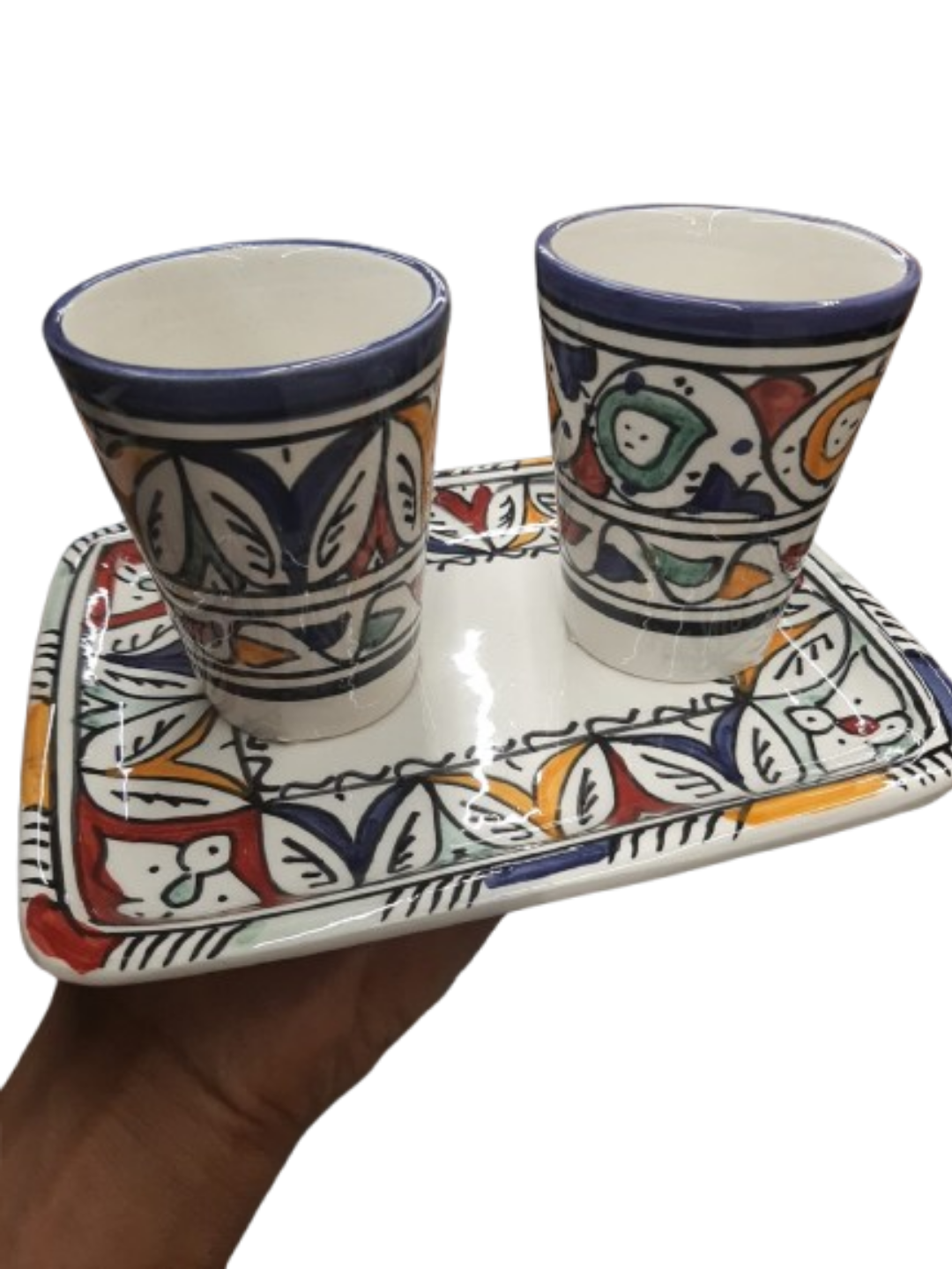 Hand-Painted Ceramic Espresso Set — Marrakech Botanical — view 2