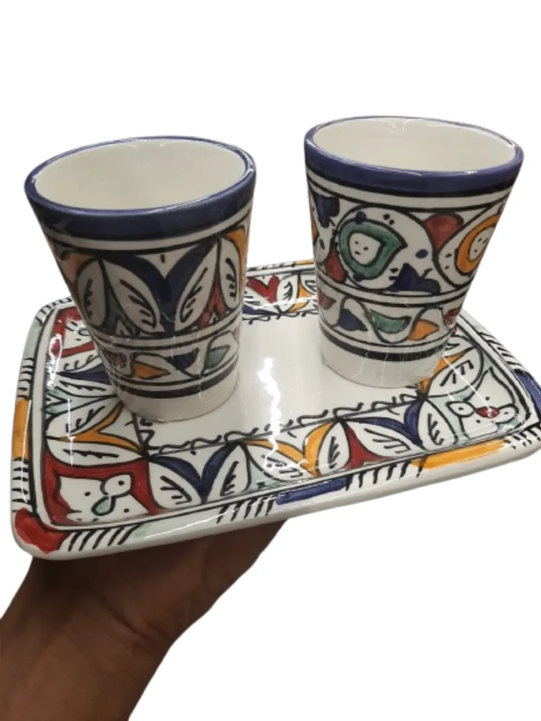 Hand-Painted Ceramic Espresso Set — Marrakech Botanical — view 2