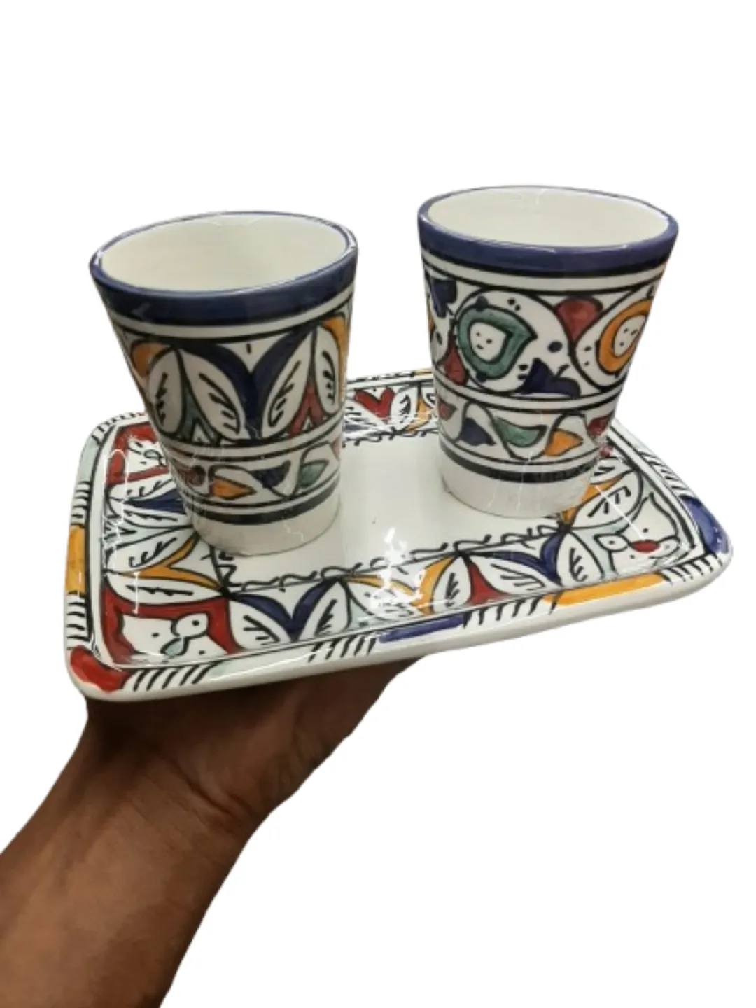 Hand-Painted Ceramic Espresso Set — Marrakech Botanical — view 4