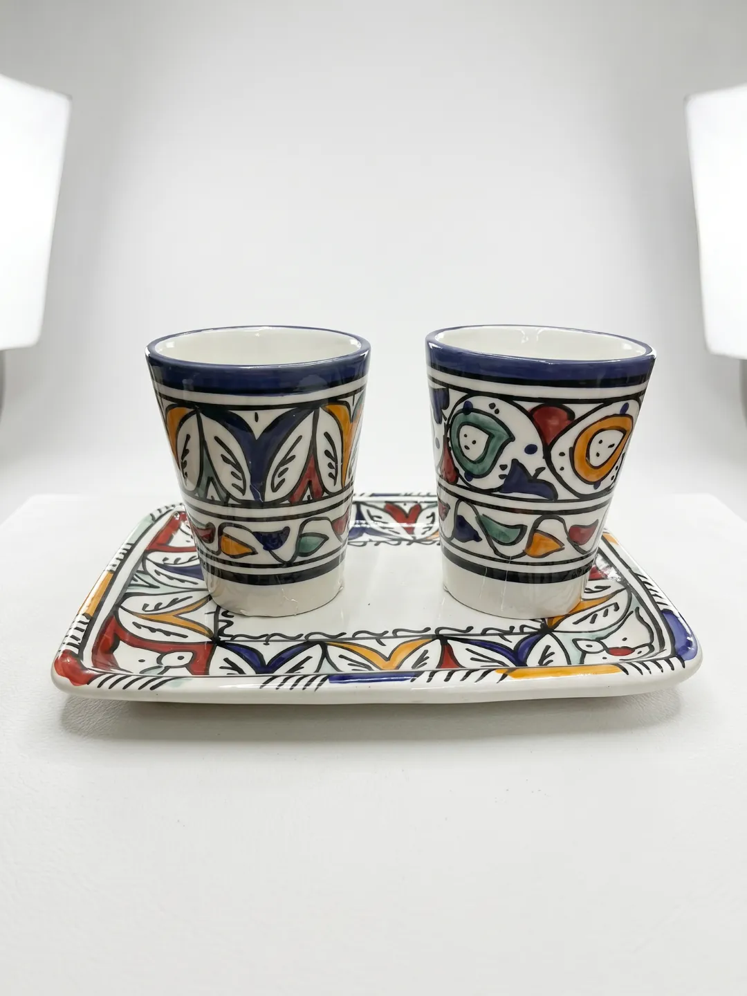 Hand-Painted Ceramic Espresso Set — Marrakech Botanical