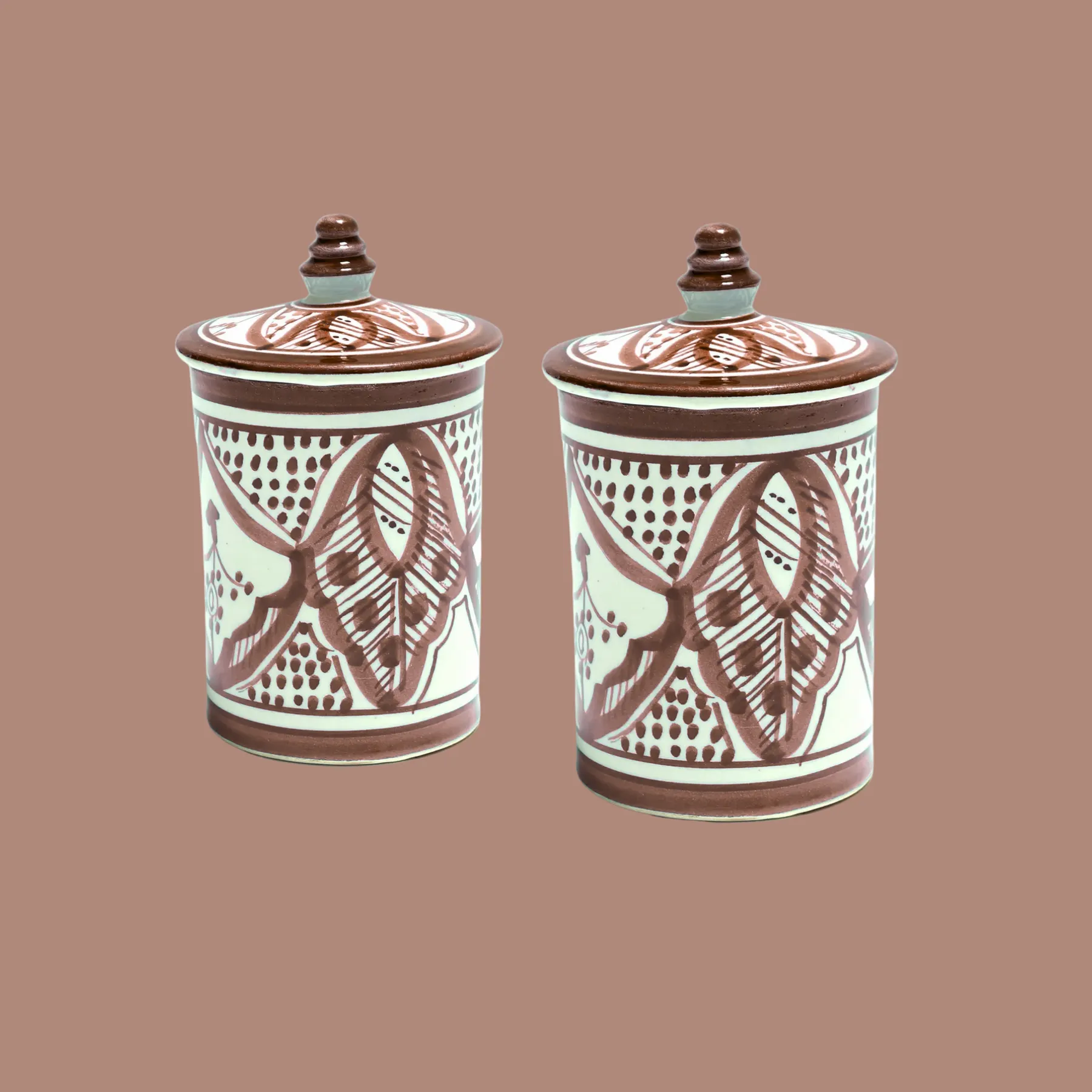Moroccan Ceramic Jar Set – Handmade Spice Jars with Lids – Kitchen Storage Canisters (Set of 3, Multiple Colors) — view 5