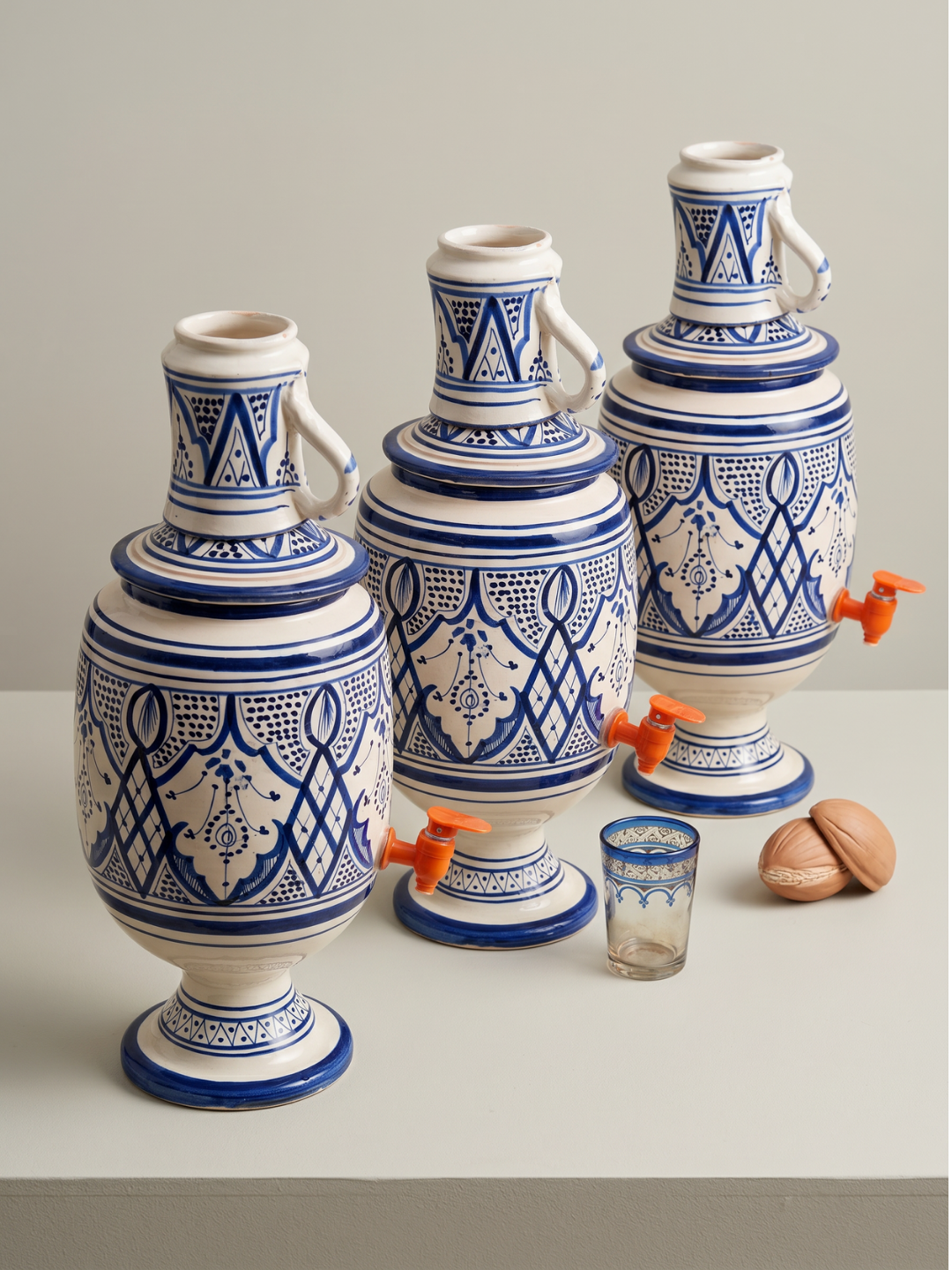 Moroccan Ceramic Water Dispenser — Fassi Blue Handmade Marrakech — view 2