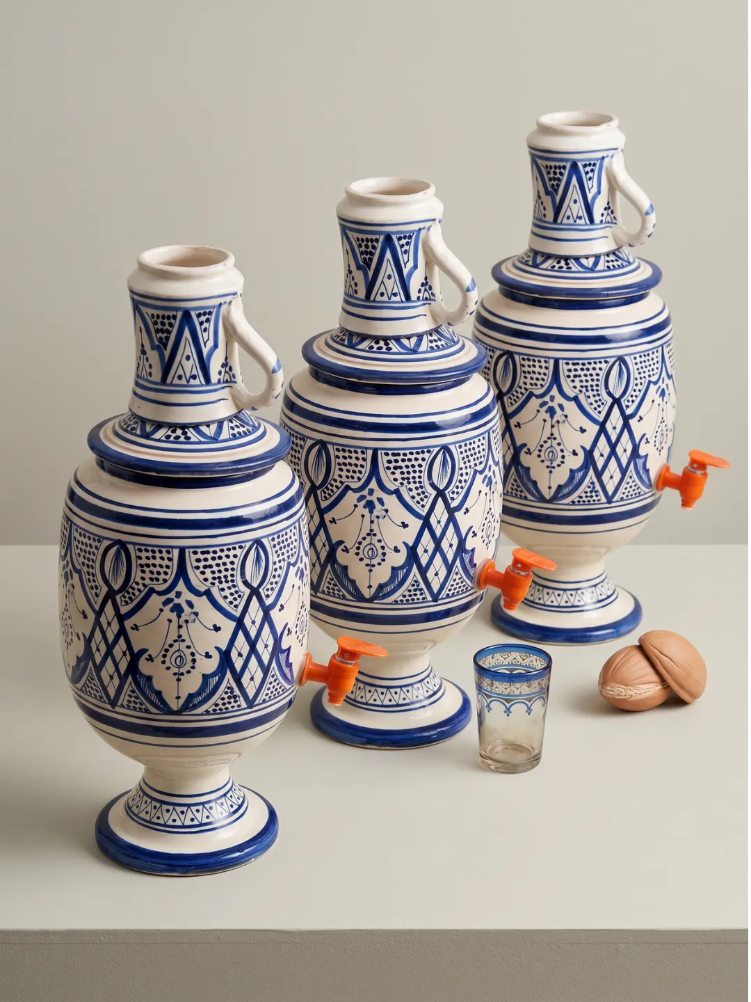 Moroccan Ceramic Water Dispenser — Fassi Blue Handmade Marrakechh — view 2