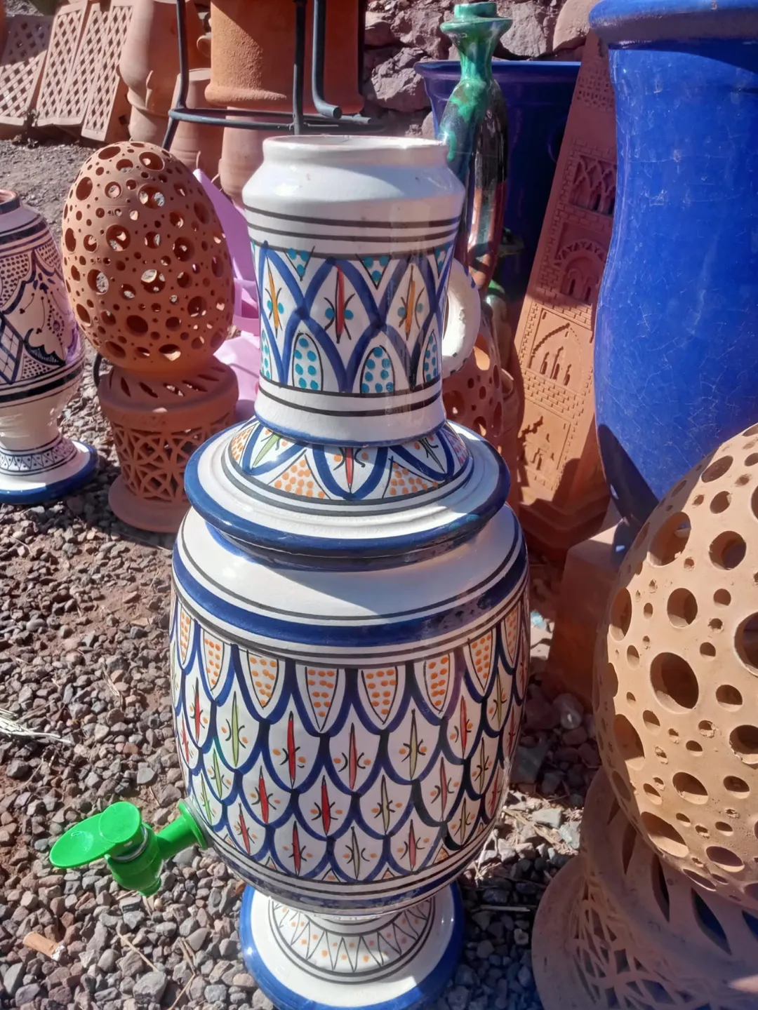 Moroccan Ceramic Water Dispenser — Fassi Blue Handmade Marrakechh — view 6