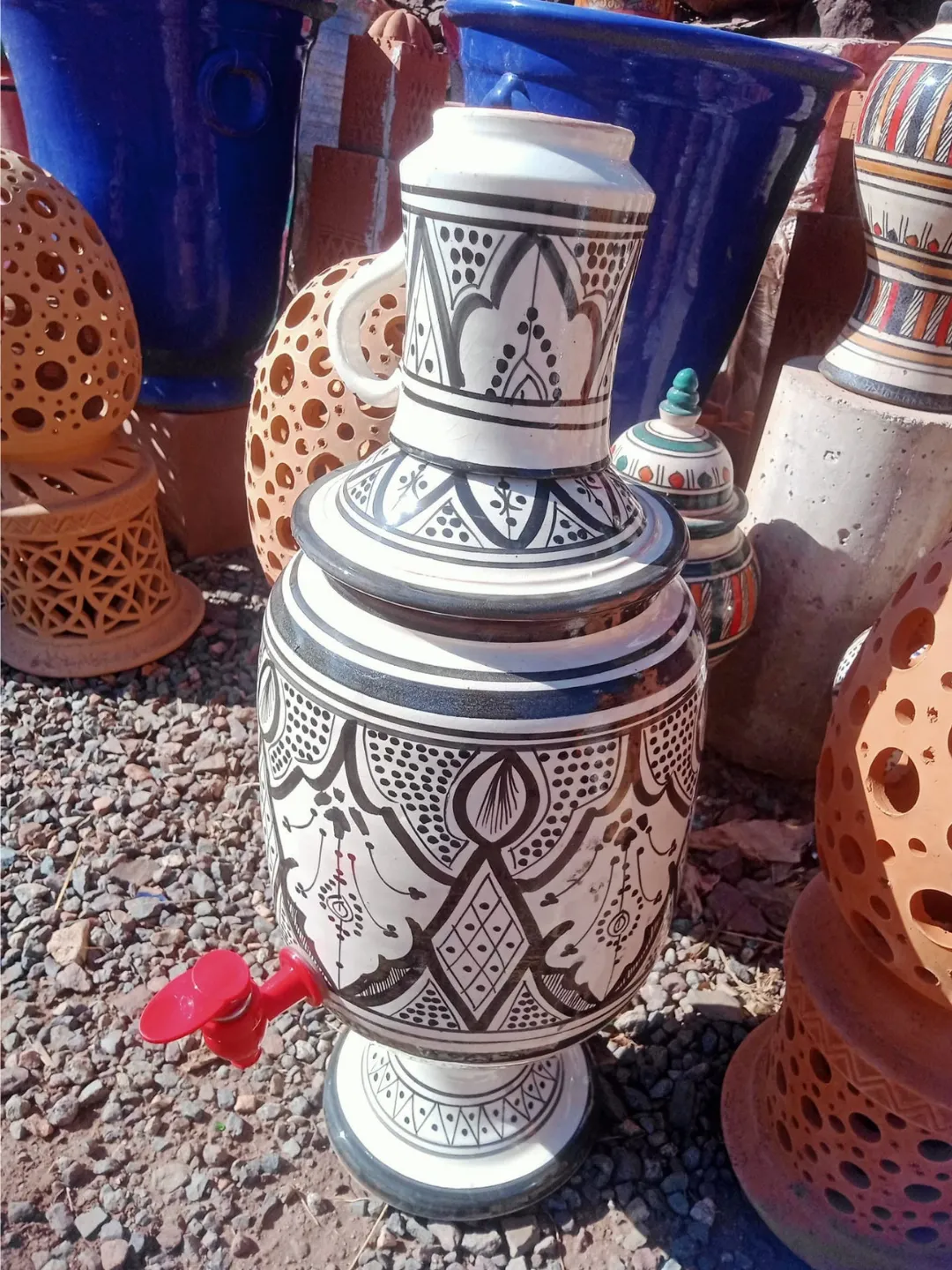 Moroccan Ceramic Water Dispenser — Fassi Blue Handmade Marrakechh — view 8