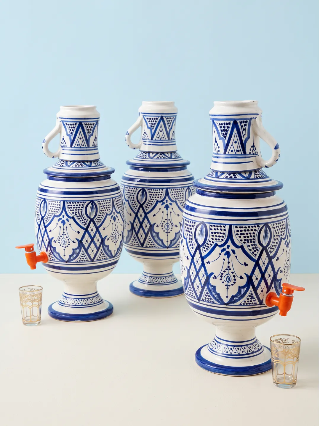 Moroccan Ceramic Water Dispenser — Fassi Blue Handmade Marrakechh — view 7