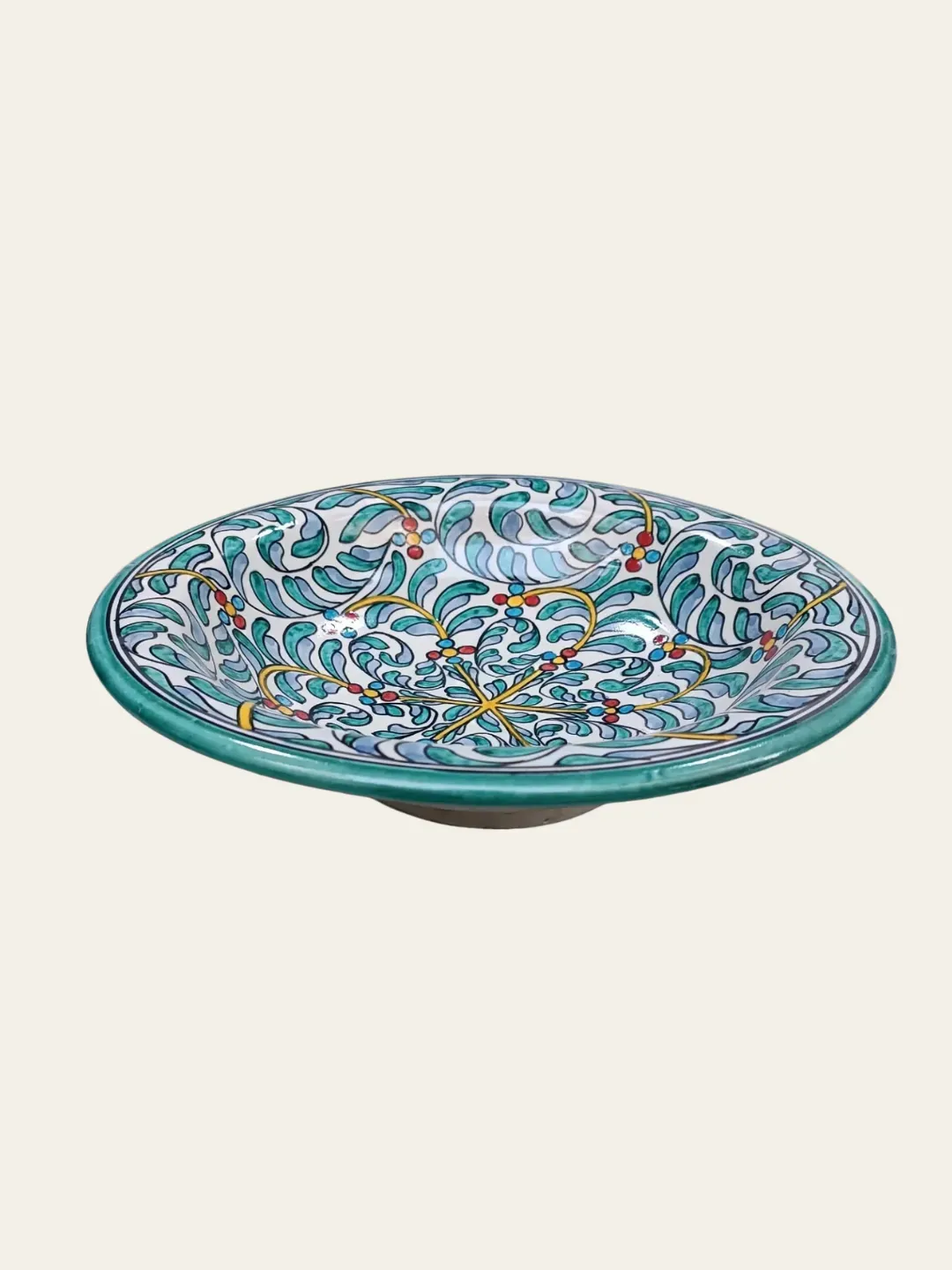 Moroccan Couscous Serving Plate, Hand-Painted Fès Ceramic, 28 cm
