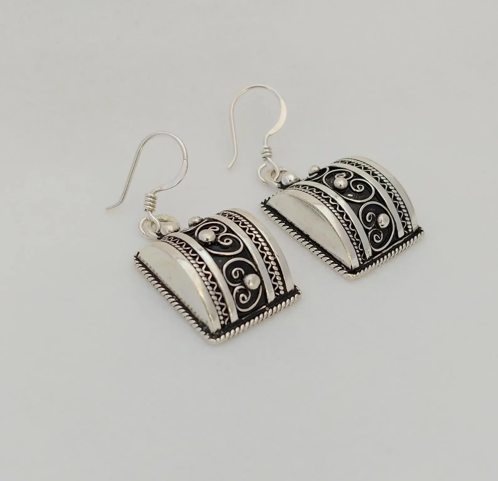 Silver Pyramid Earrings from Tiznit's Ancient Quarter — view 3