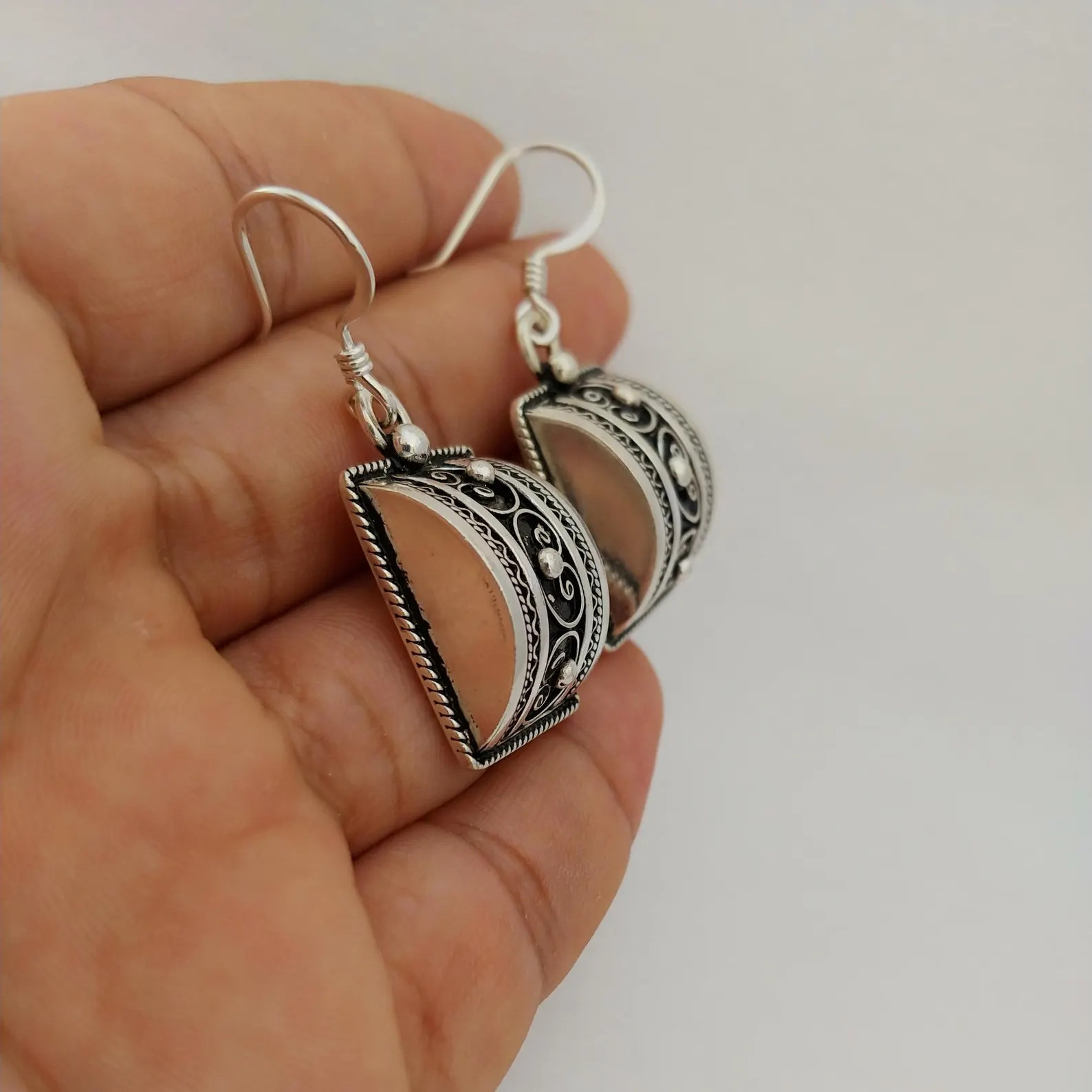 Silver Pyramid Earrings from Tiznit's Ancient Quarter — view 9