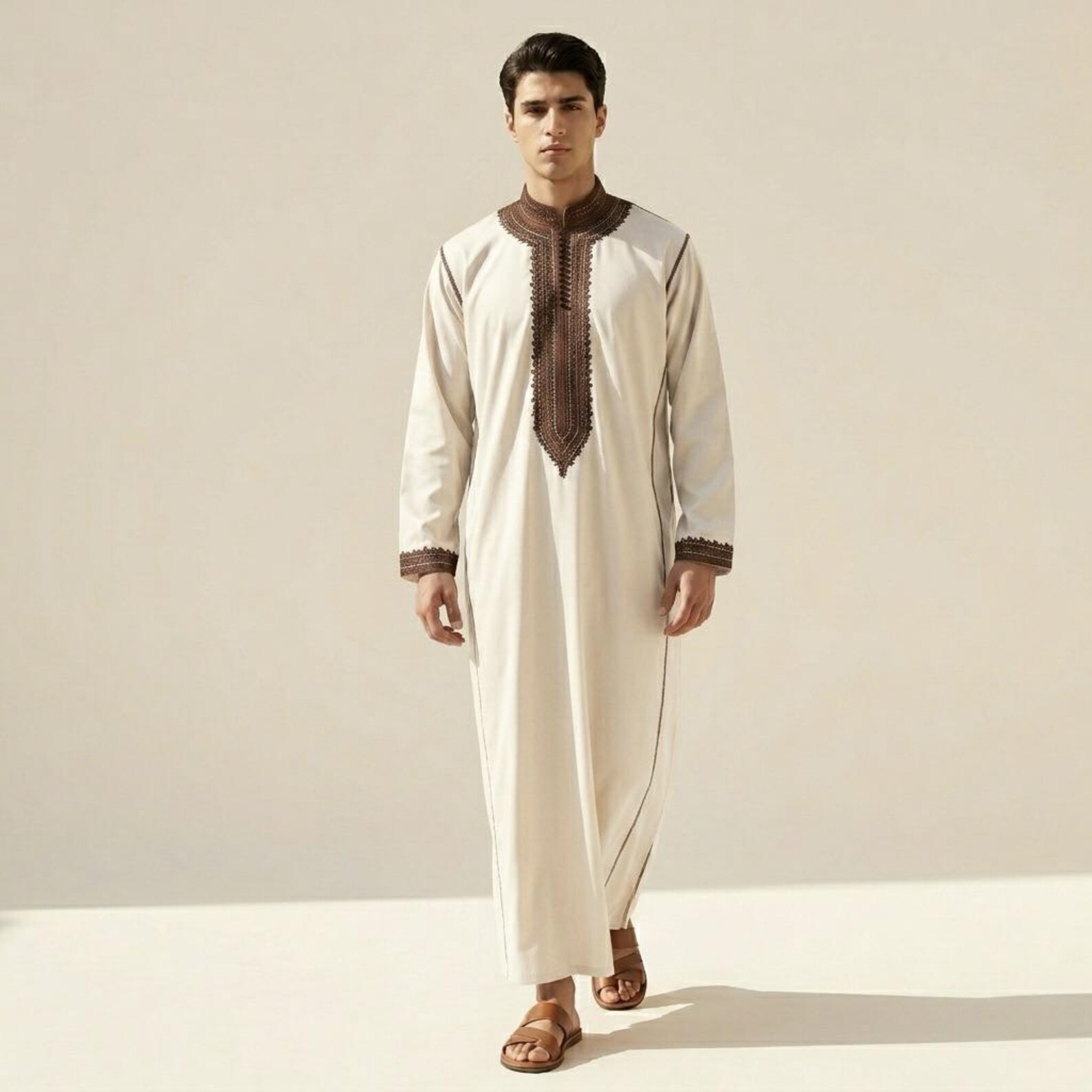 Hand-Embroidered Cotton Djellaba from Salé — view 2