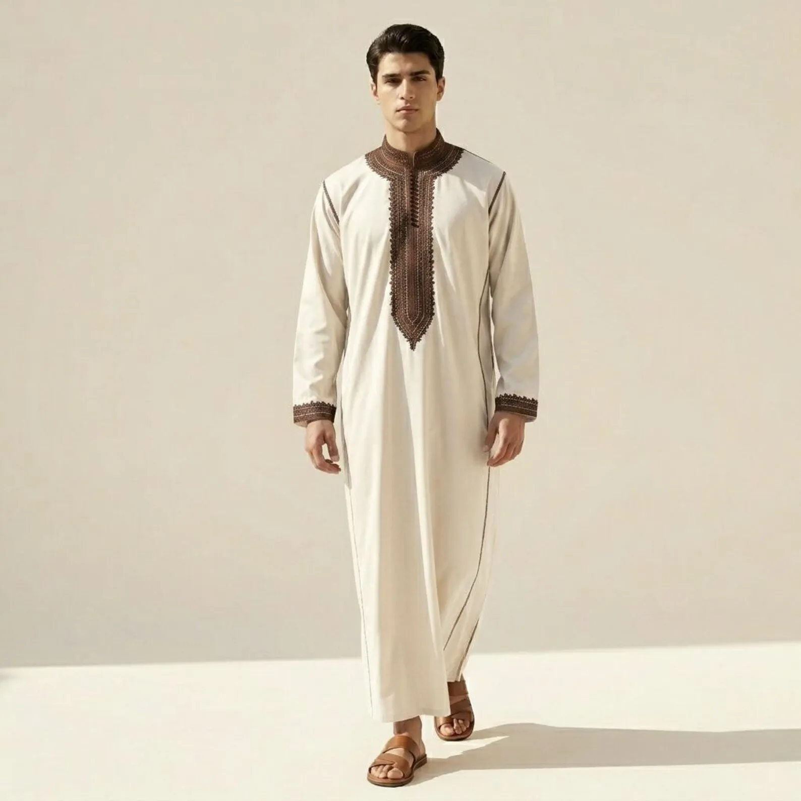 Hand-Embroidered Cotton Djellaba from Salé — view 2