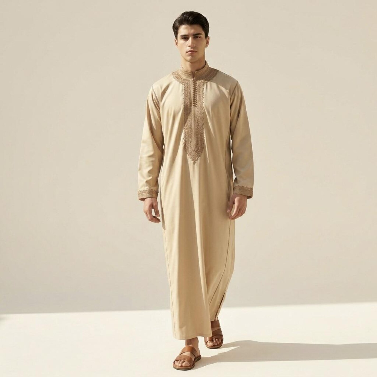 Hand-Embroidered Cotton Djellaba from Salé — view 4