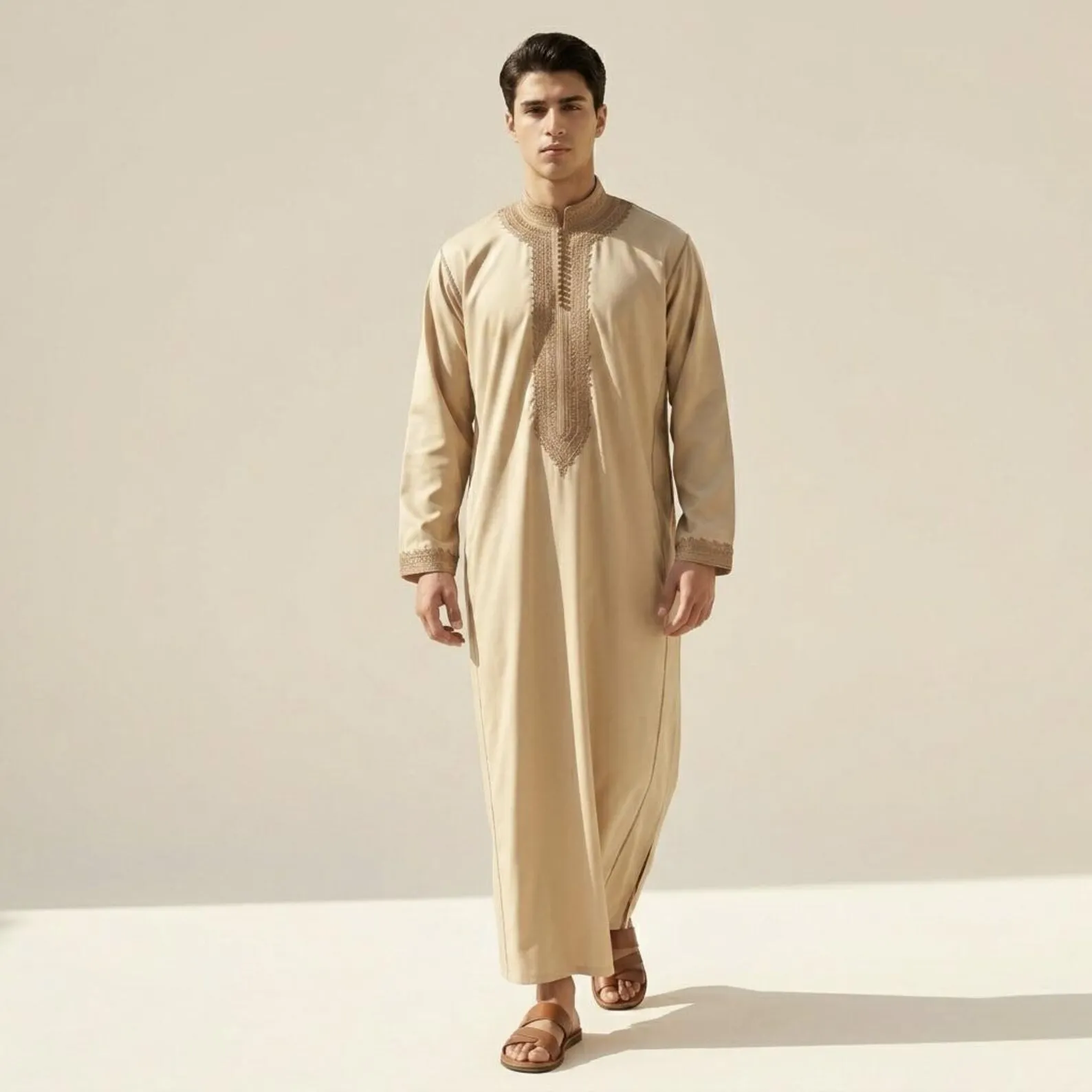 Hand-Embroidered Cotton Djellaba from Salé — view 4