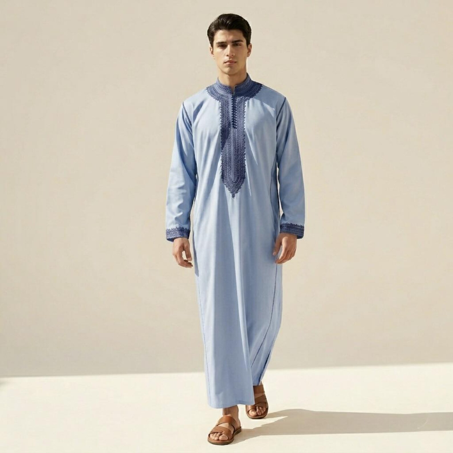 Hand-Embroidered Cotton Djellaba from Salé — view 6