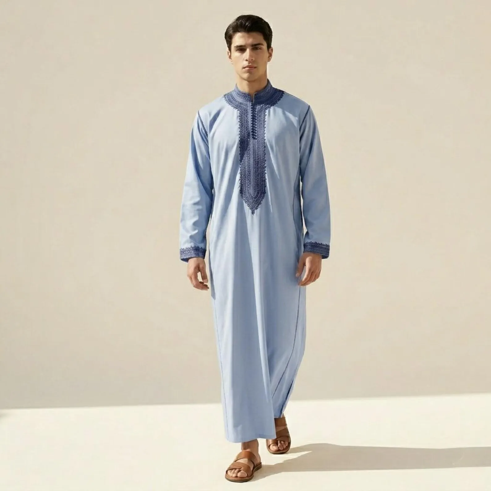 Hand-Embroidered Cotton Djellaba from Salé — view 6