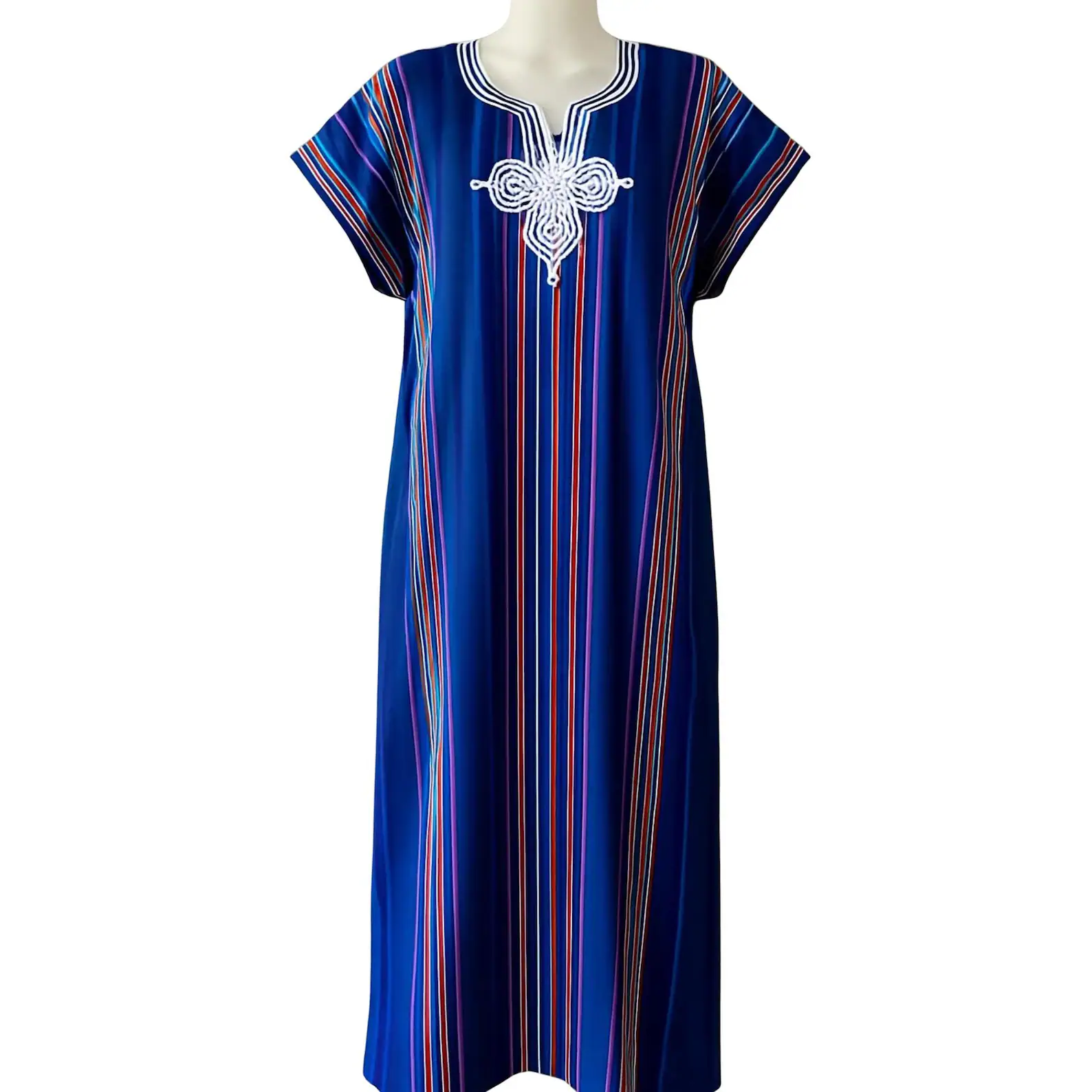 Moroccan Gandoura for Women – 100% Cotton Traditional Kaftan Dress – Lightweight Summer Loungewear (Multiple Colors)