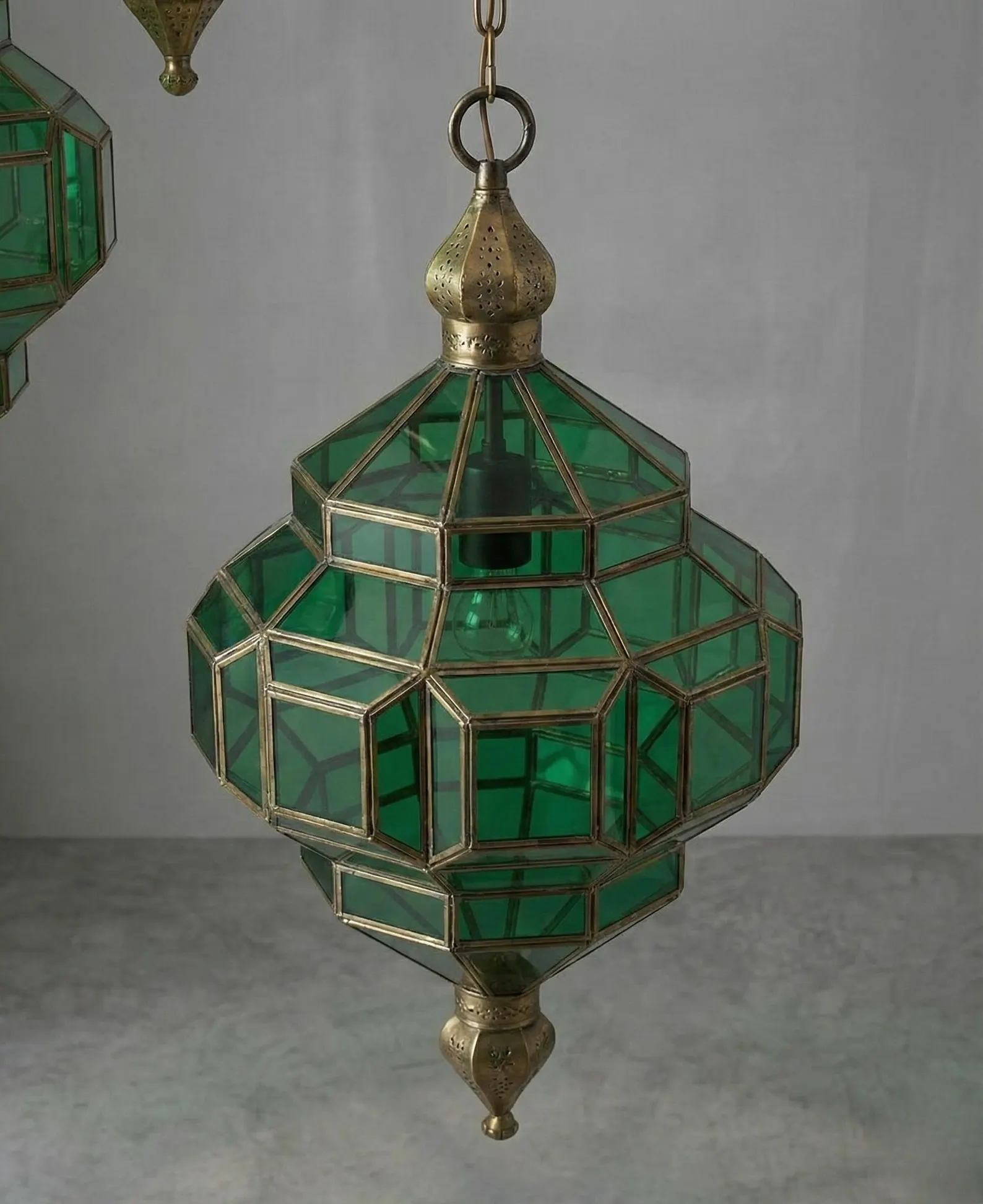 Fès Green Glass Lantern with Copper Frame — view 3