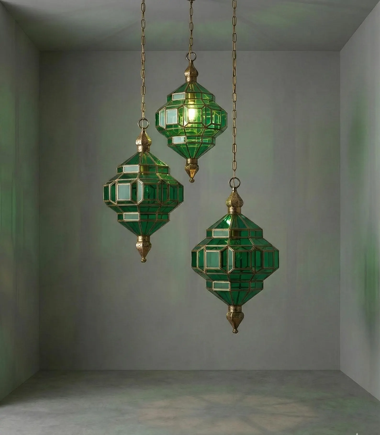 Fès Green Glass Lantern with Copper Frame — view 5
