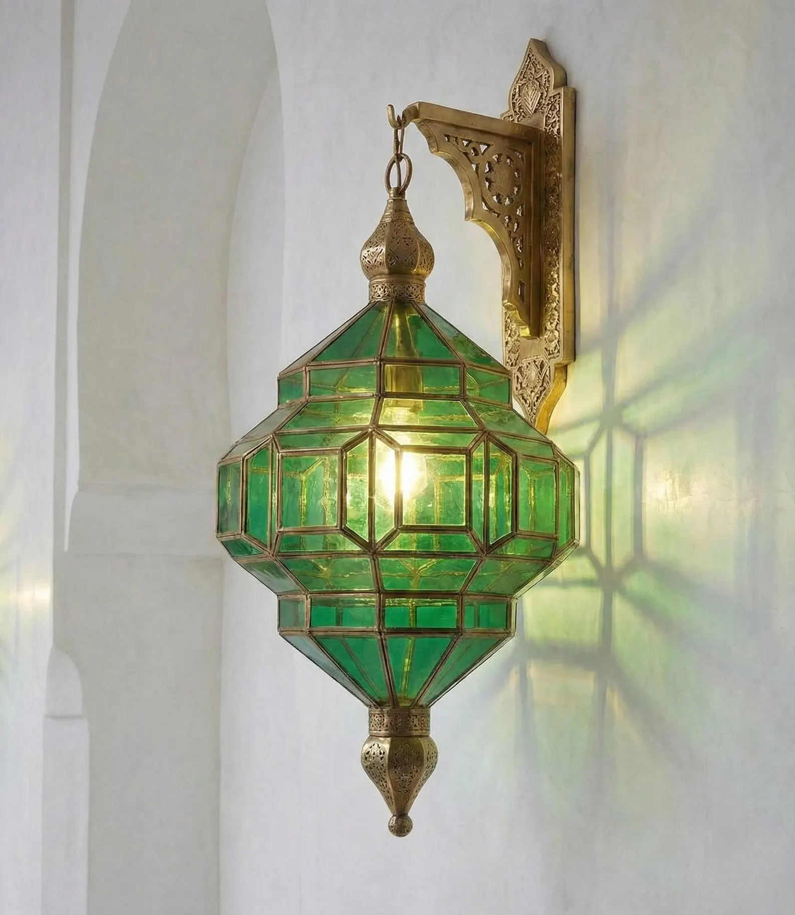 Fès Green Glass Lantern with Copper Frame — view 7