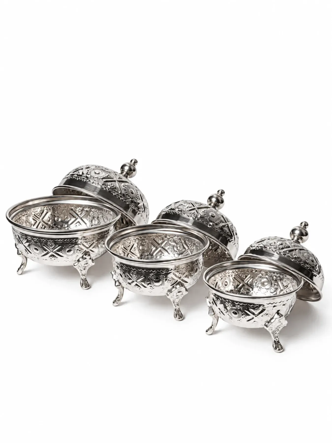 Moroccan Hand-Engraved Copper Sugar & Spice Bowl, 3 Sizes, Inside