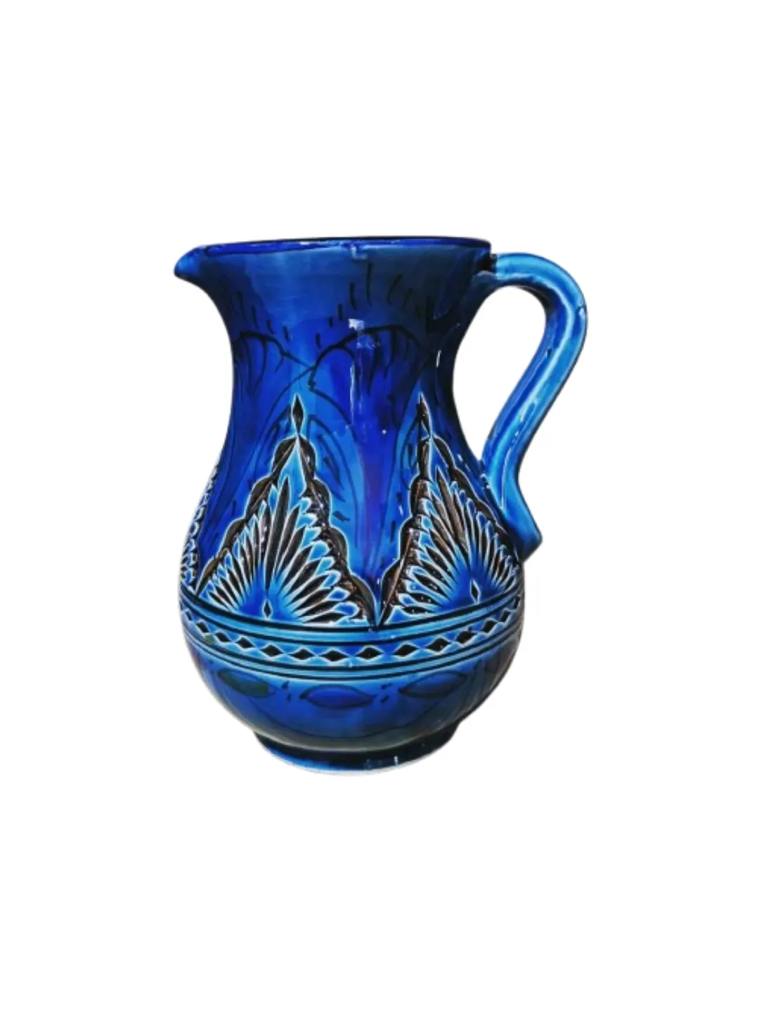 Moroccan Hand-painted Ceramic Pitcher — Marrakech Earth Tones
