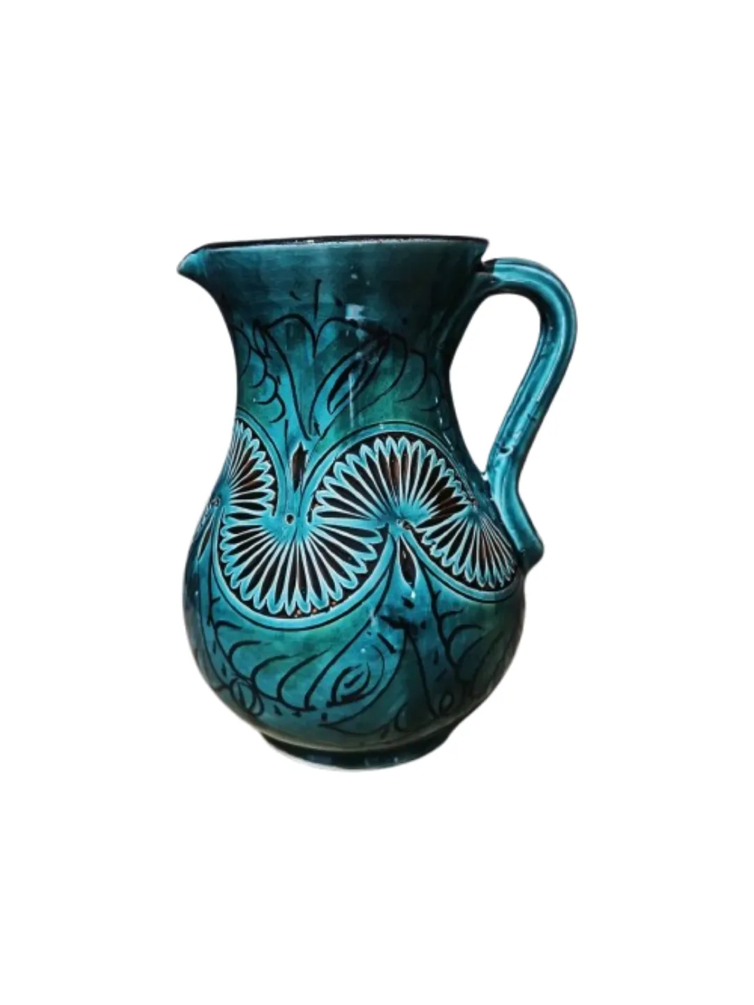 Moroccan Hand-painted Ceramic Pitcher — Marrakech Earth Tones — view 4